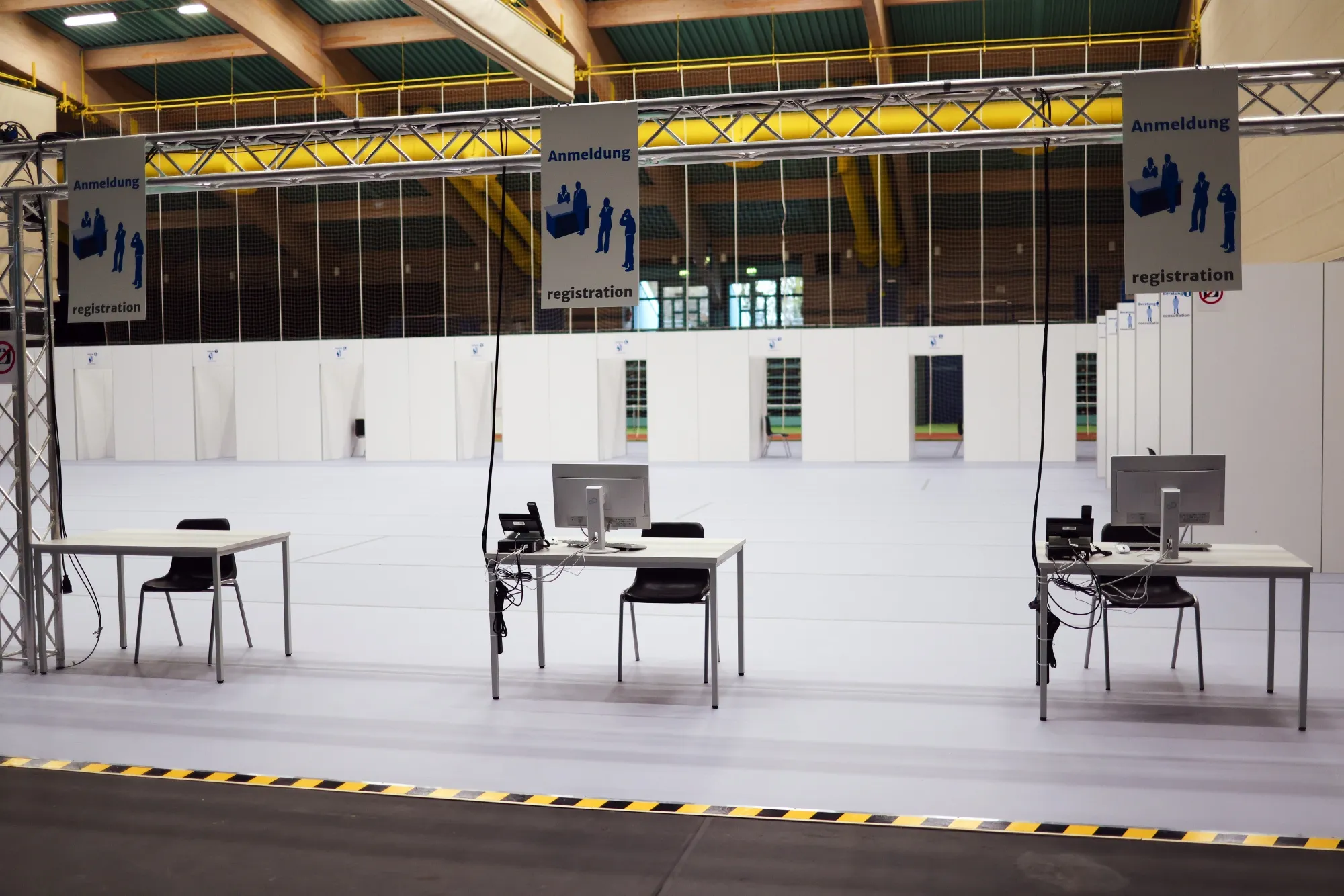 The registration area at the mass vaccination site&nbsp;in Hanau, Germany on&nbsp;Dec. 10.