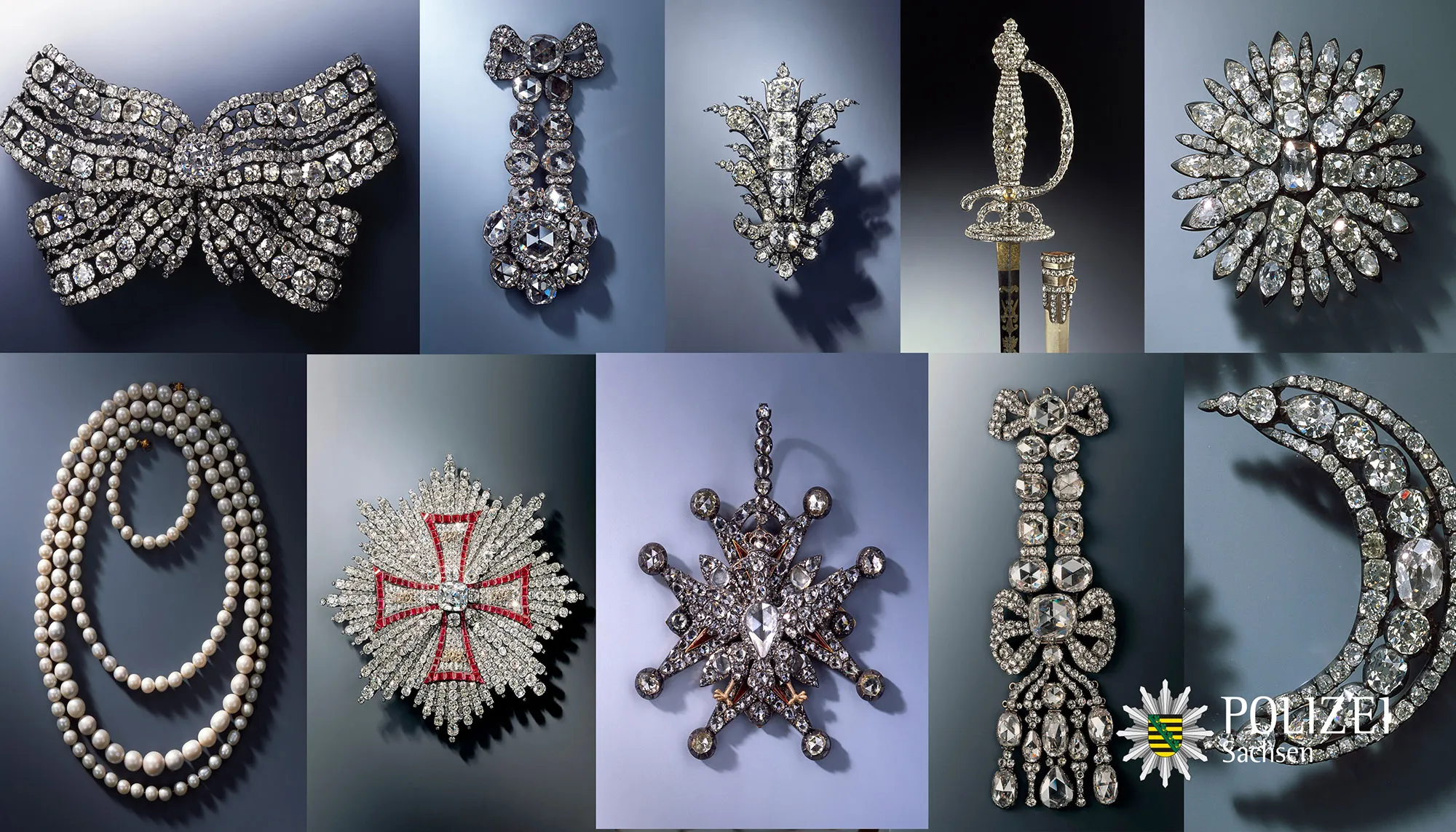 Jewels stolen from the Green Vault museum in Dresden.