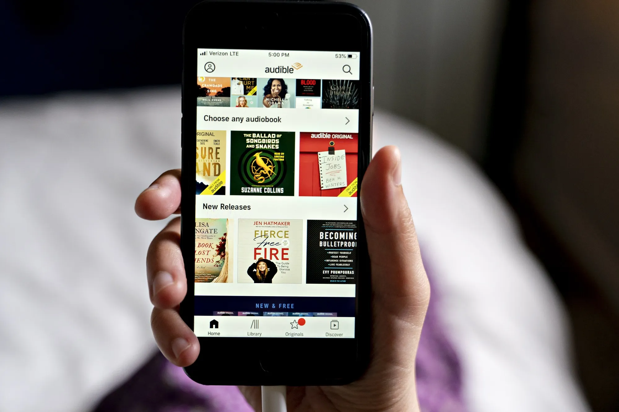 The Audible application&nbsp;displayed on a smartphone&nbsp;