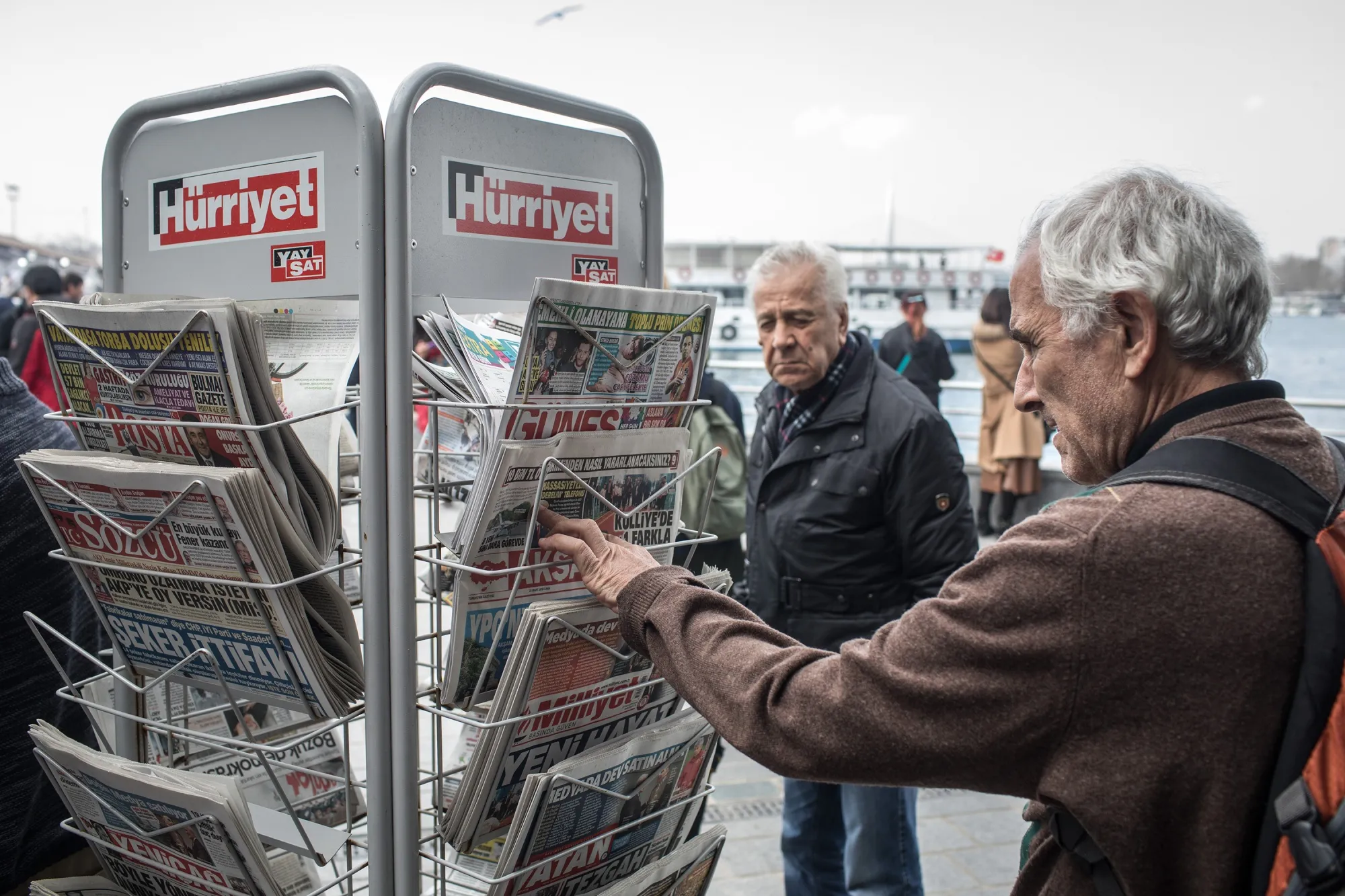 Hurriyet daily newspaper stand in Istanbul, Turkey.