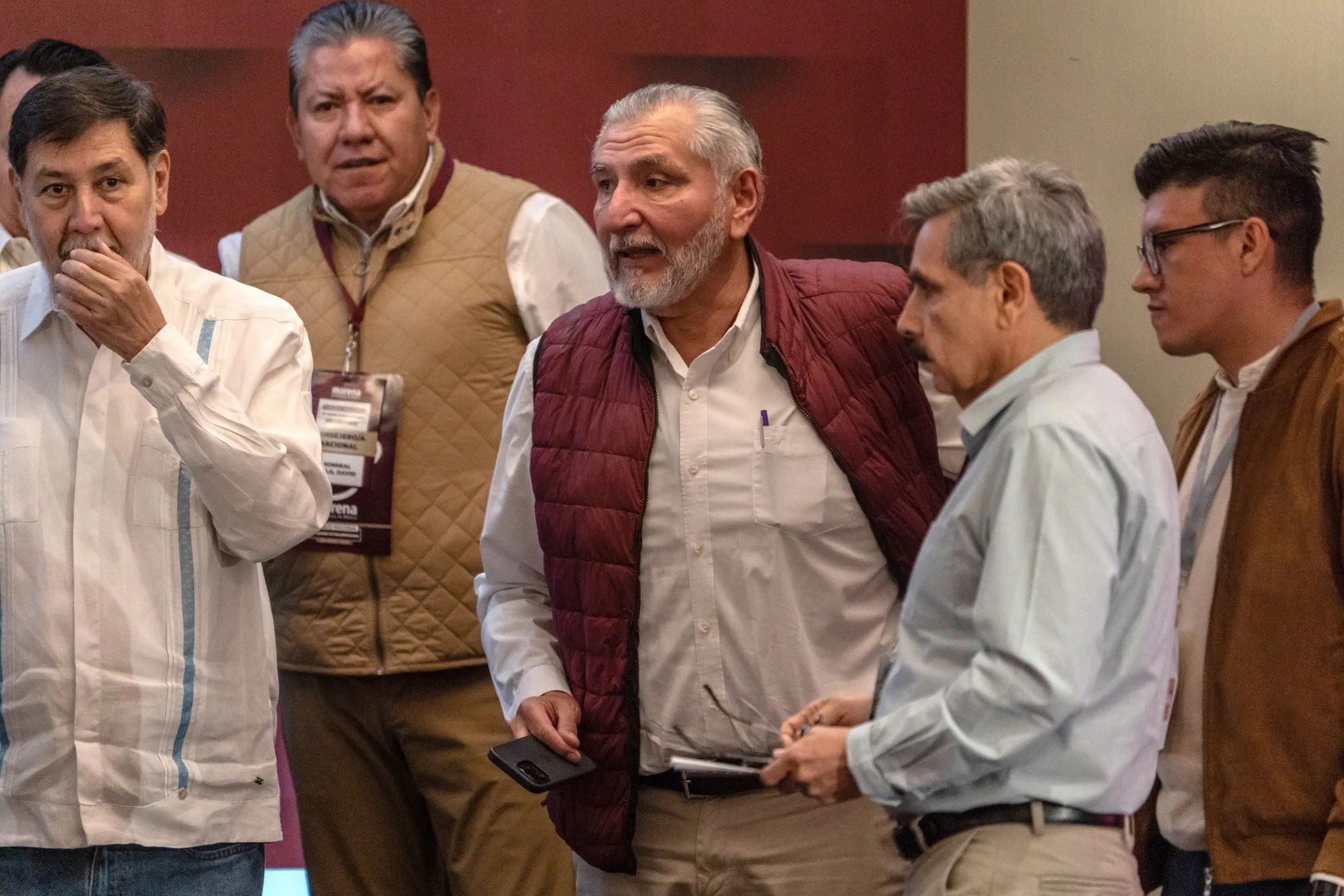 Senator Adán Augusto López, center, during a session of the National Council of the Morena Party in Mexico City on July 20.