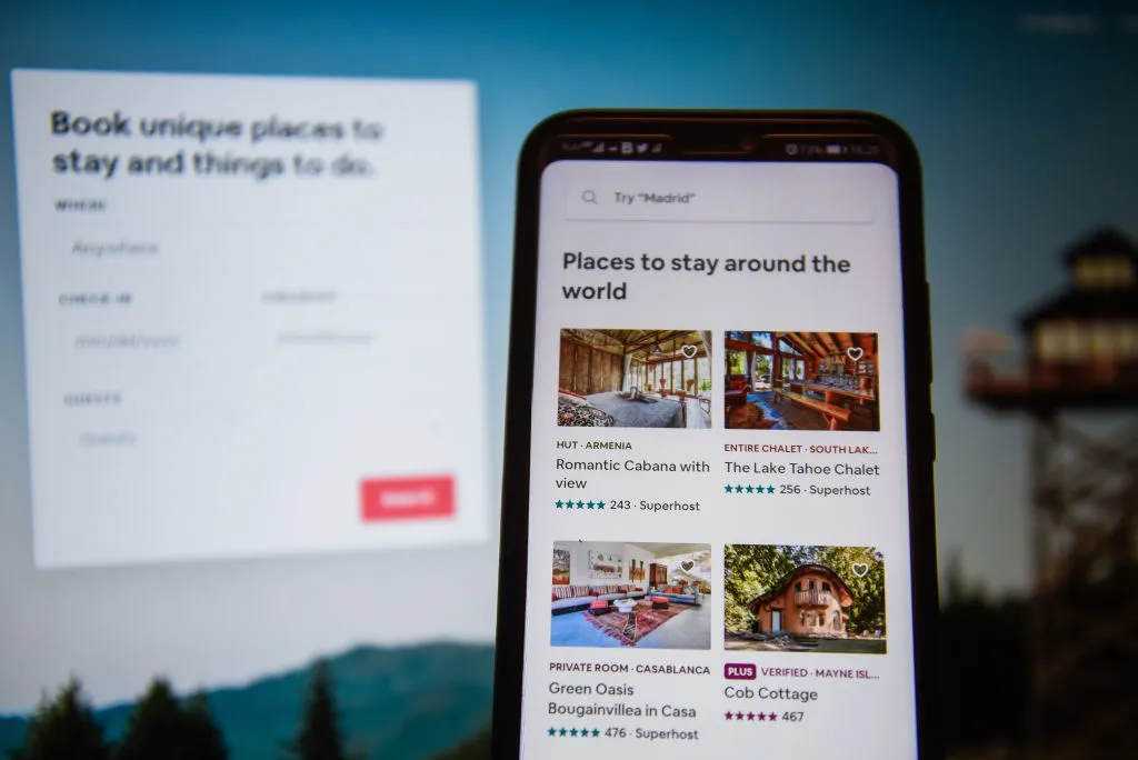 An AirBnb app displayed on a smartphone.