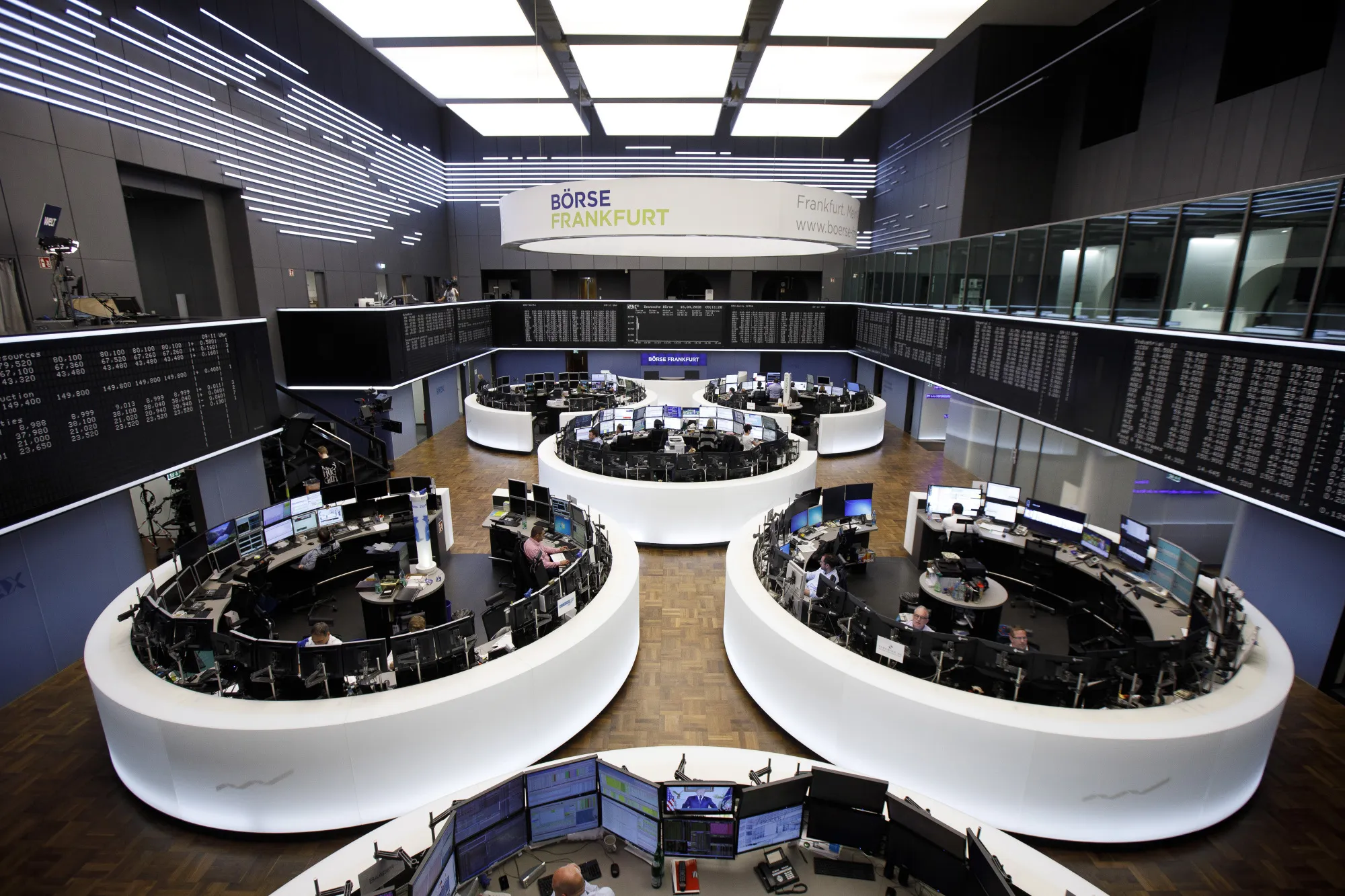 Market Reaction Inside The Frankfurt Stock Exchange Following Syria Strikes