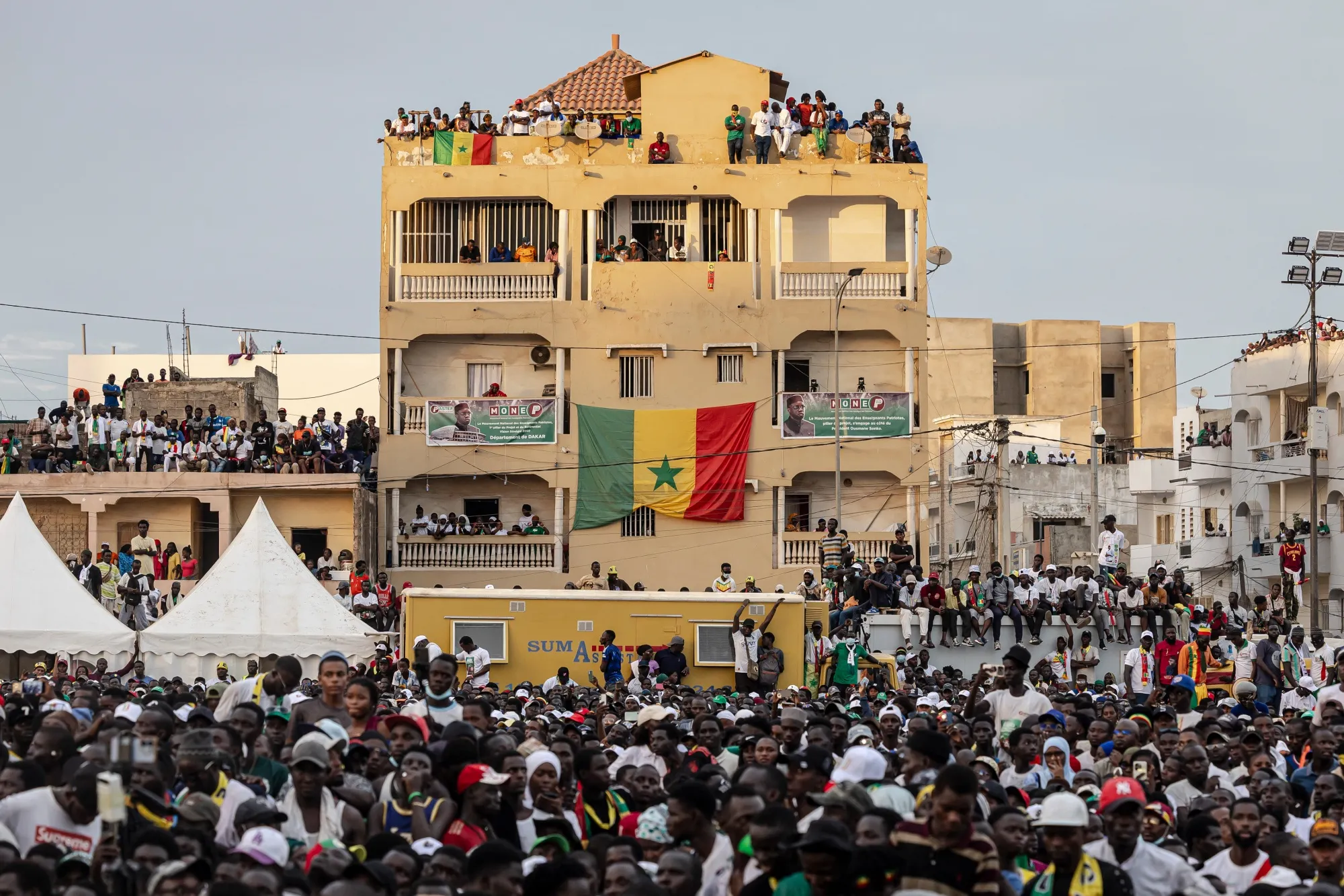 Supporters of Senegal's Prime Minister Ousmane Sonko at a rally in Dakar, on Nov. 8.