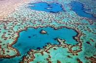 Aerial view of heart-shaped Heart Reef