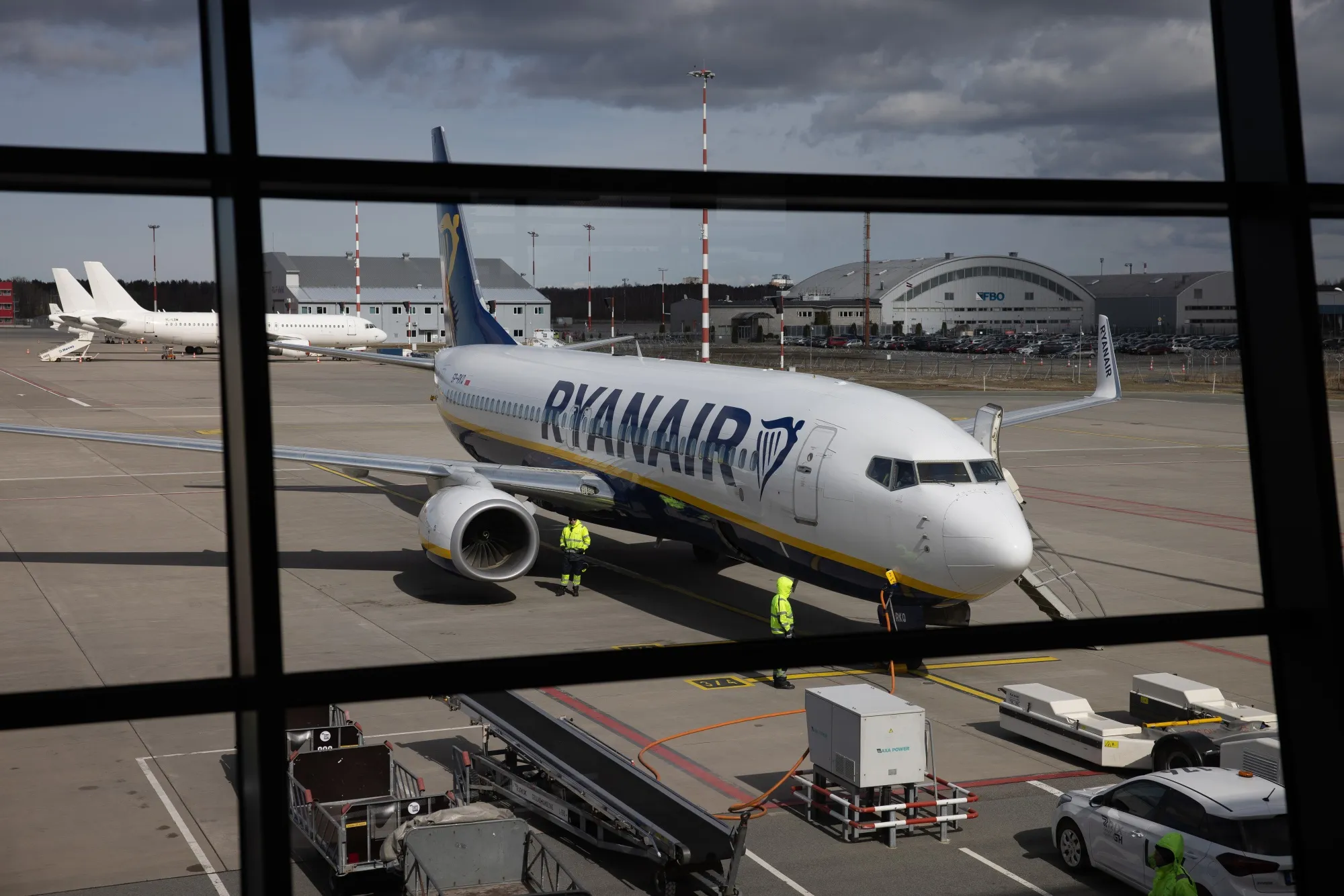 A Boeing 737 NG Max, operated by Ryanair Holdings Plc, at Riga International Airport in Riga, Latvia.