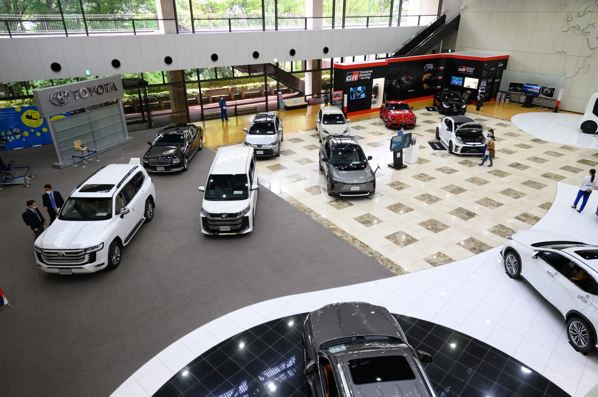 Toyota Motor vehicles on display at the company's showroom in Toyota City.