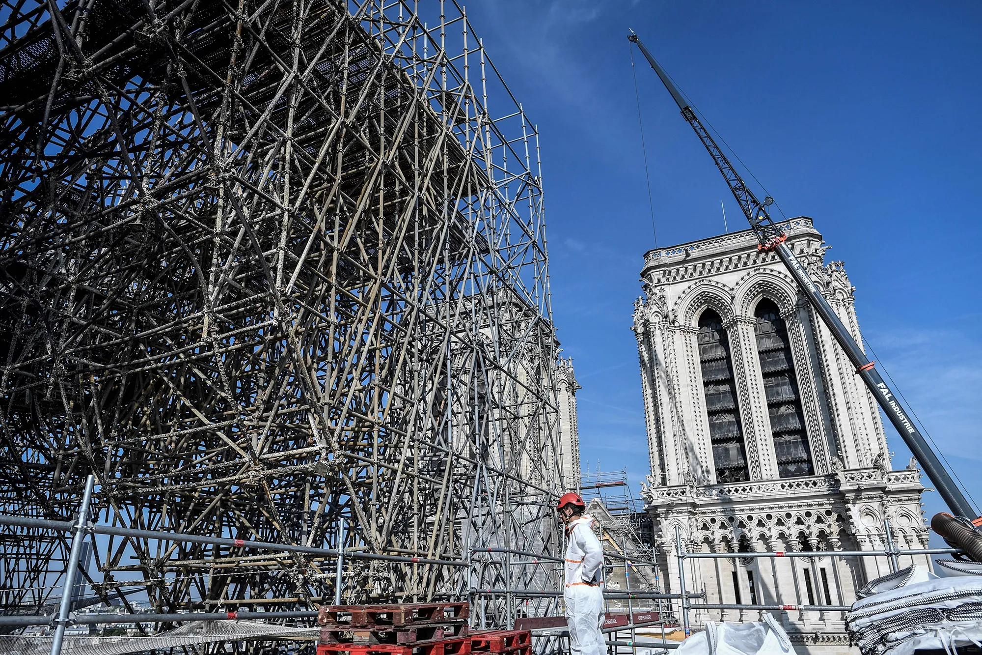 Scaffolding during preliminary work, July 17.