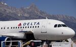 A Delta aircraft at the Jackson Hole airport in Wyoming.