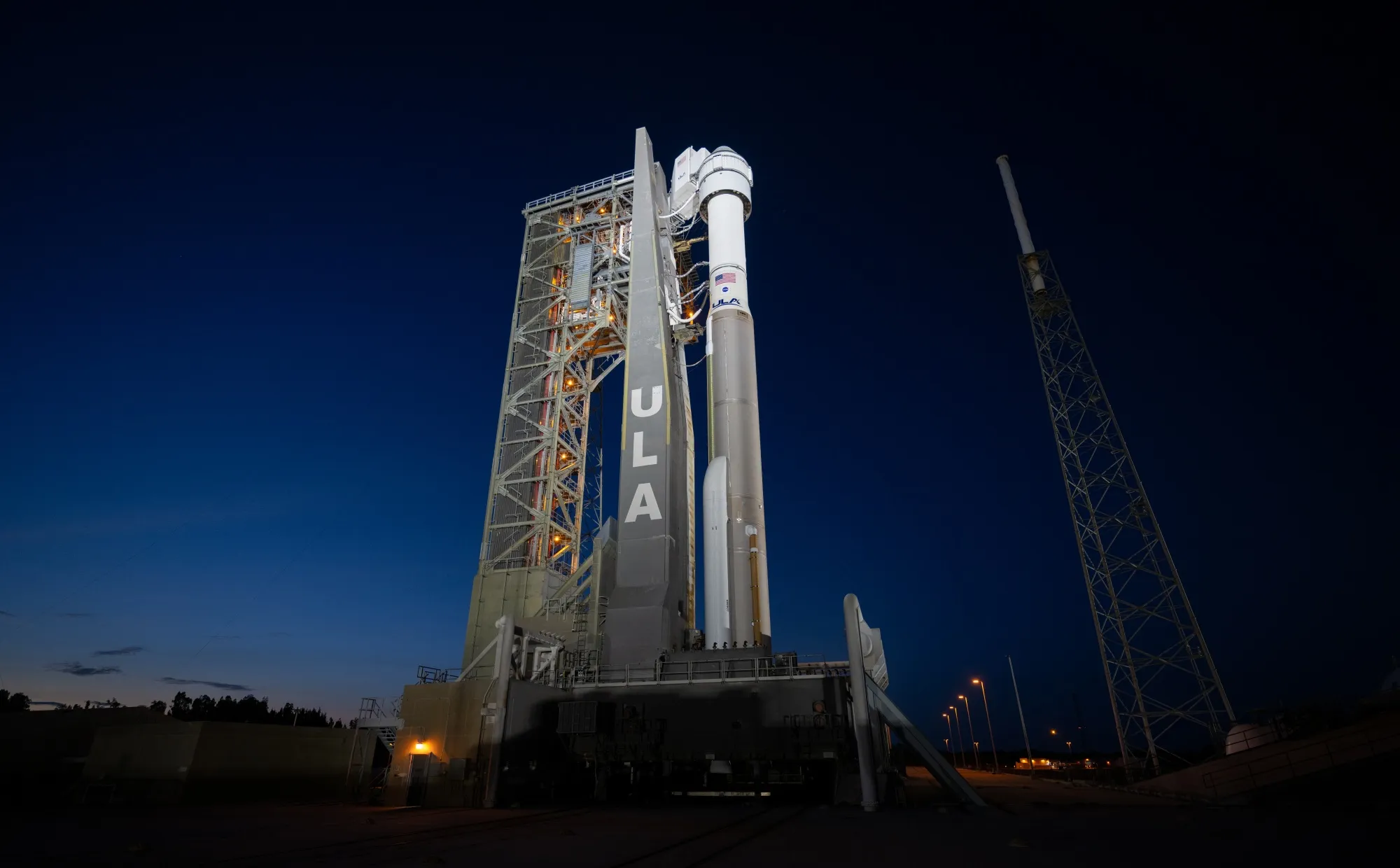 A Boeing CST-100 Starliner spacecraft aboard the United Launch Alliance Atlas V rocket at Cape Canaveral Space Force Station on May 5.