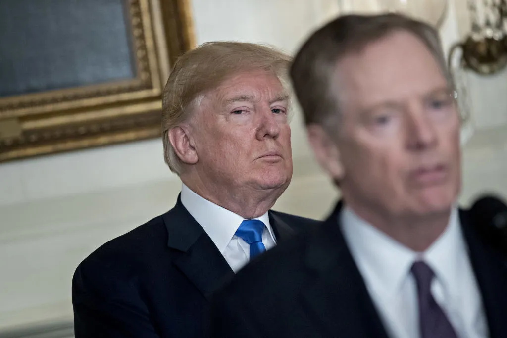 U.S. President Donald Trump and Trade Representative Robert Lighthizer as the trade war escalated in 2018.