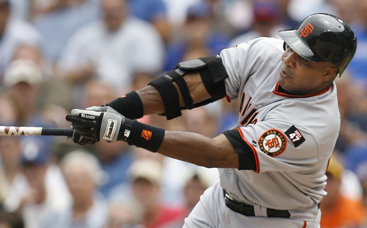 Barry Bonds in the Turn Forward the Clock Giants jersey