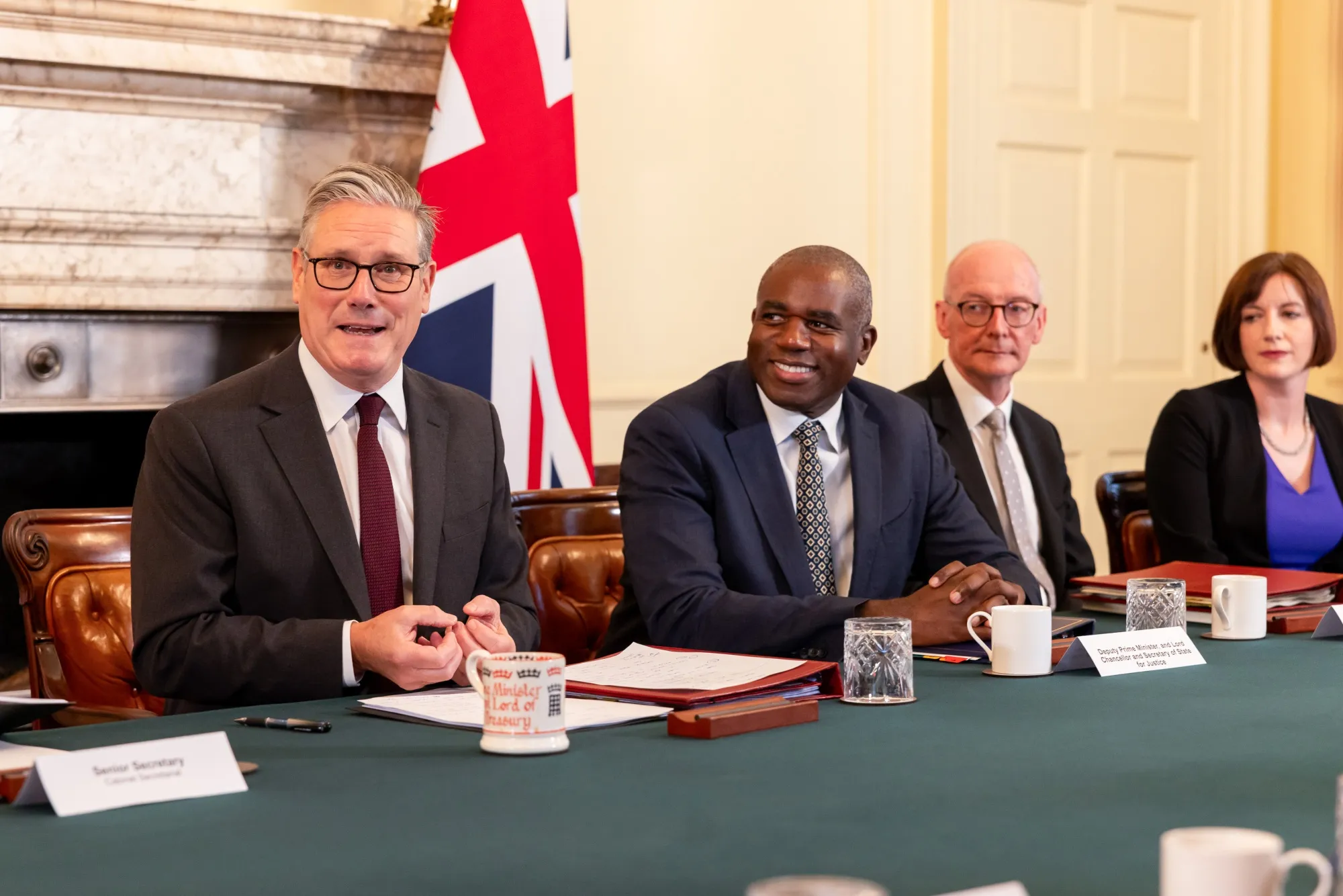 Keir Starmer, left, chairs a meeting of his reshuffled Cabinet on Sept. 9.