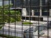 Barricades guard the entrance to the LegCo compound.