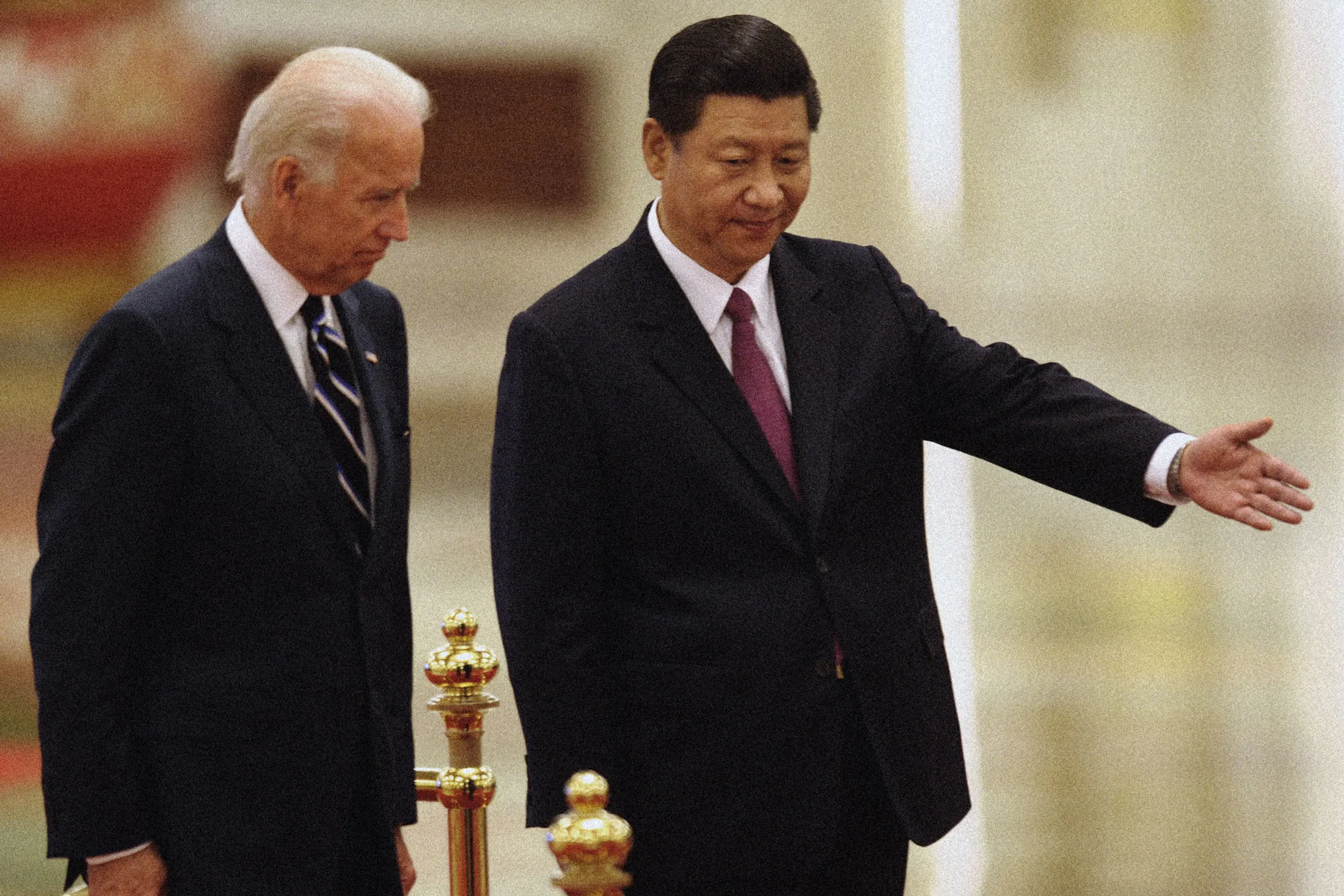 Joe Biden (left) and Xi Jinping (right), both vice presidents at the time, met during a welcome ceremony in the Great Hall of the People in Beijing in 2011.