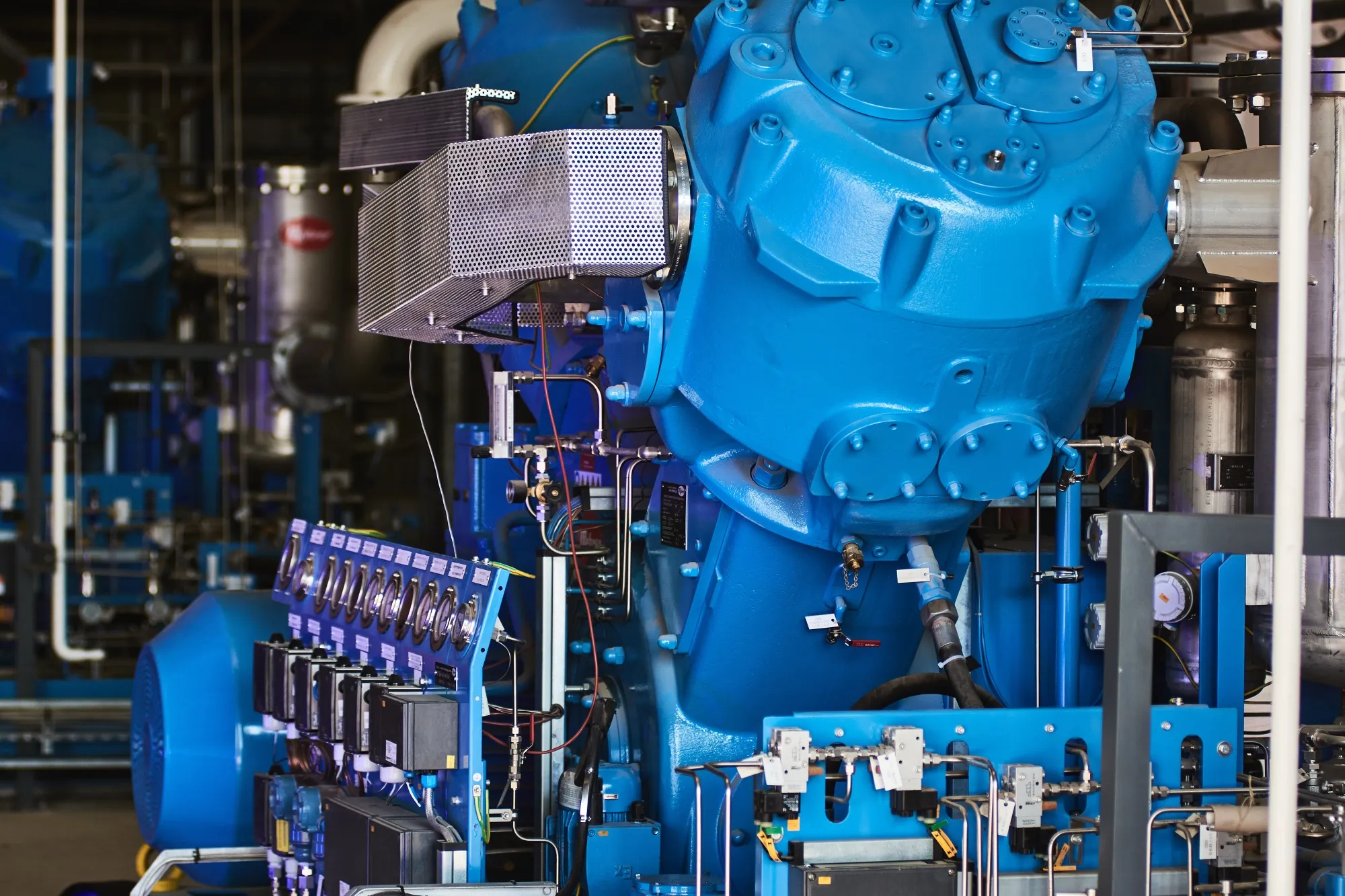 Machinery inside an electrolyzer plant, creating green hydrogen as part of Anglo American Plc's NuGen carbon-neutral project, at the Mogalakwena platinum mine in South Africa, on Friday, May 6, 2022.&nbsp;