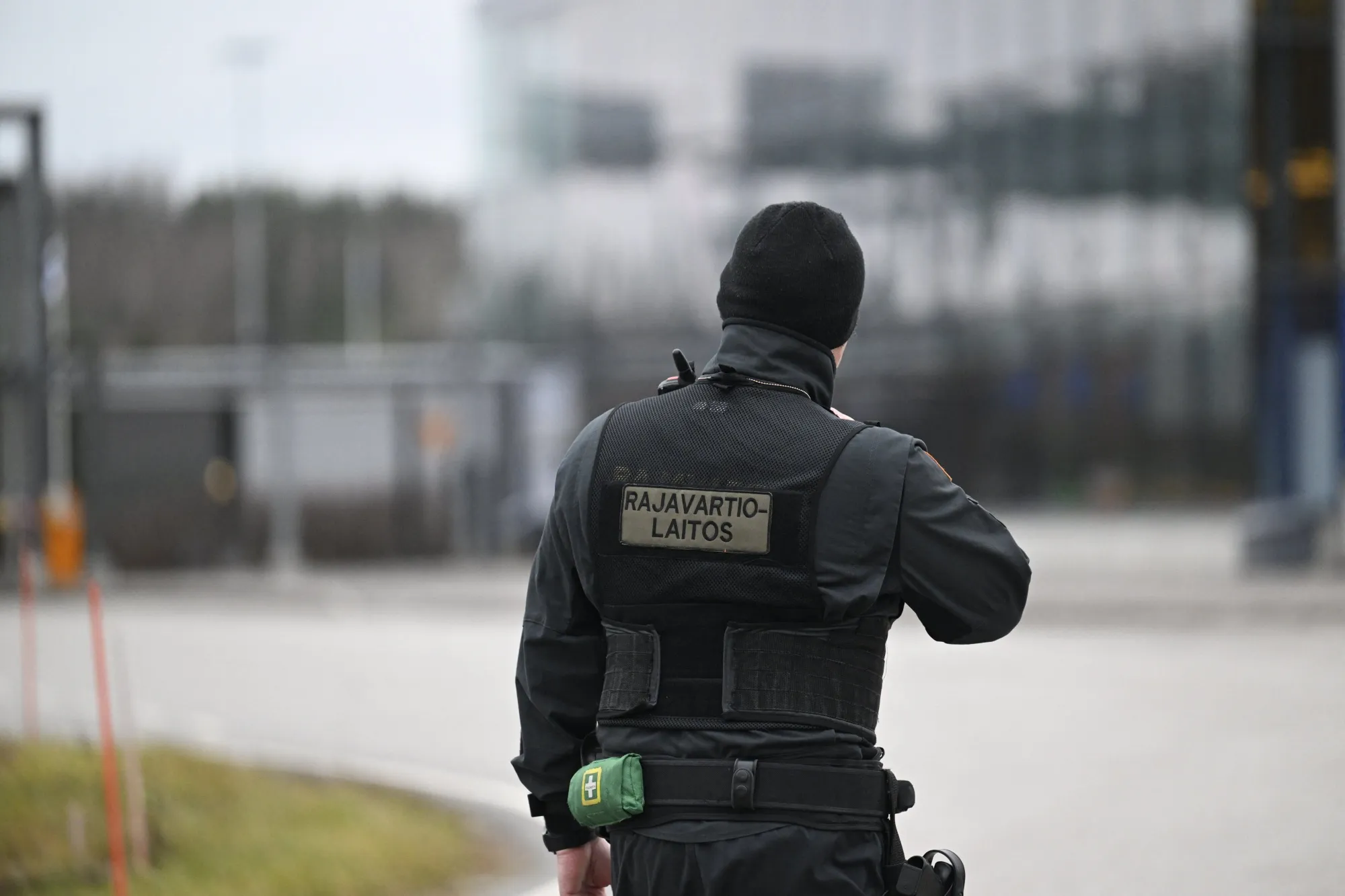 A Finnish Border Guard at the border between Russia and Finland.