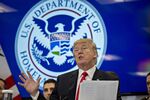 U.S. President Donald Trump speaks during a Customs and Border Protection (CBP) roundtable discussion after touring the CBP National Targeting Center in Sterling, Virginia, U.S., on Friday, Feb. 2, 2018.