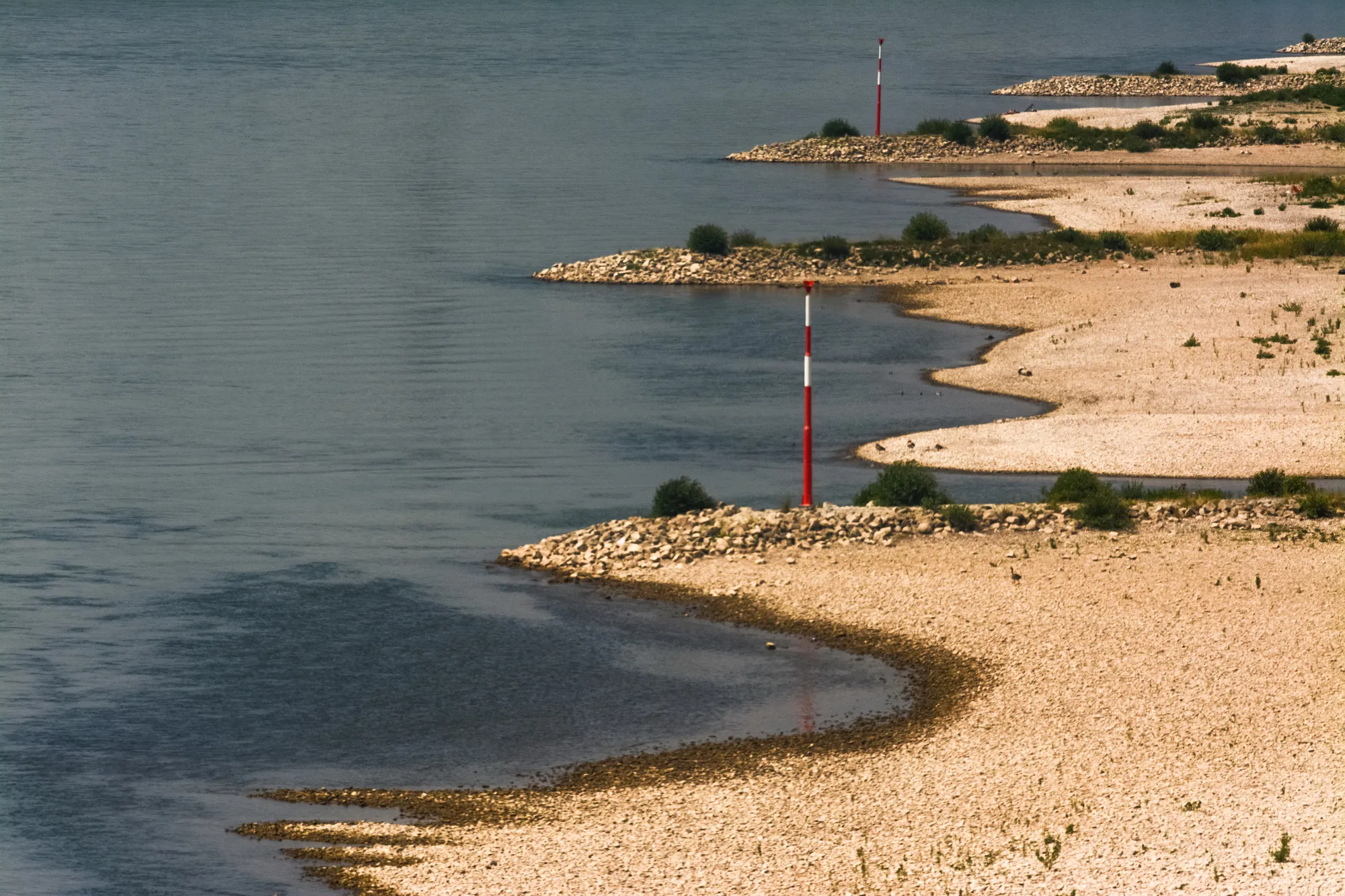 Low waters on the Rhine River.