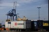 A freight truck operated by DB Schenker at the Port of Helsinki in Helsinki, Finland.