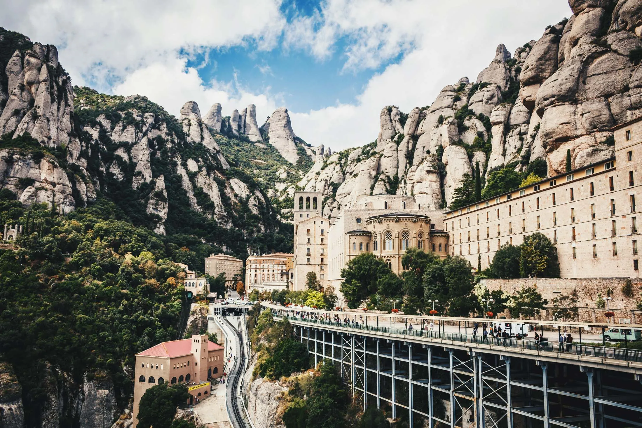 Santa Maria de Montserrat Abbey in Spain, an hour’s drive northwest of Barcelona.