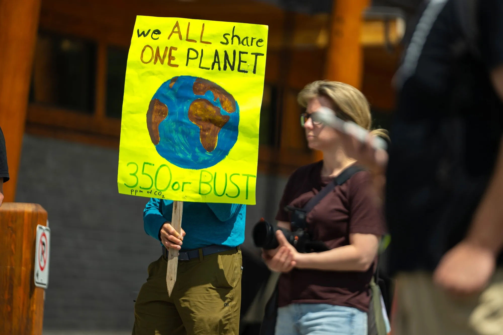 Protestors at the Fenlands Banff Recreation Centre during the Group of Seven Leaders' Summit in Banff, Alberta, Canada, on June 16, 2025.&nbsp;