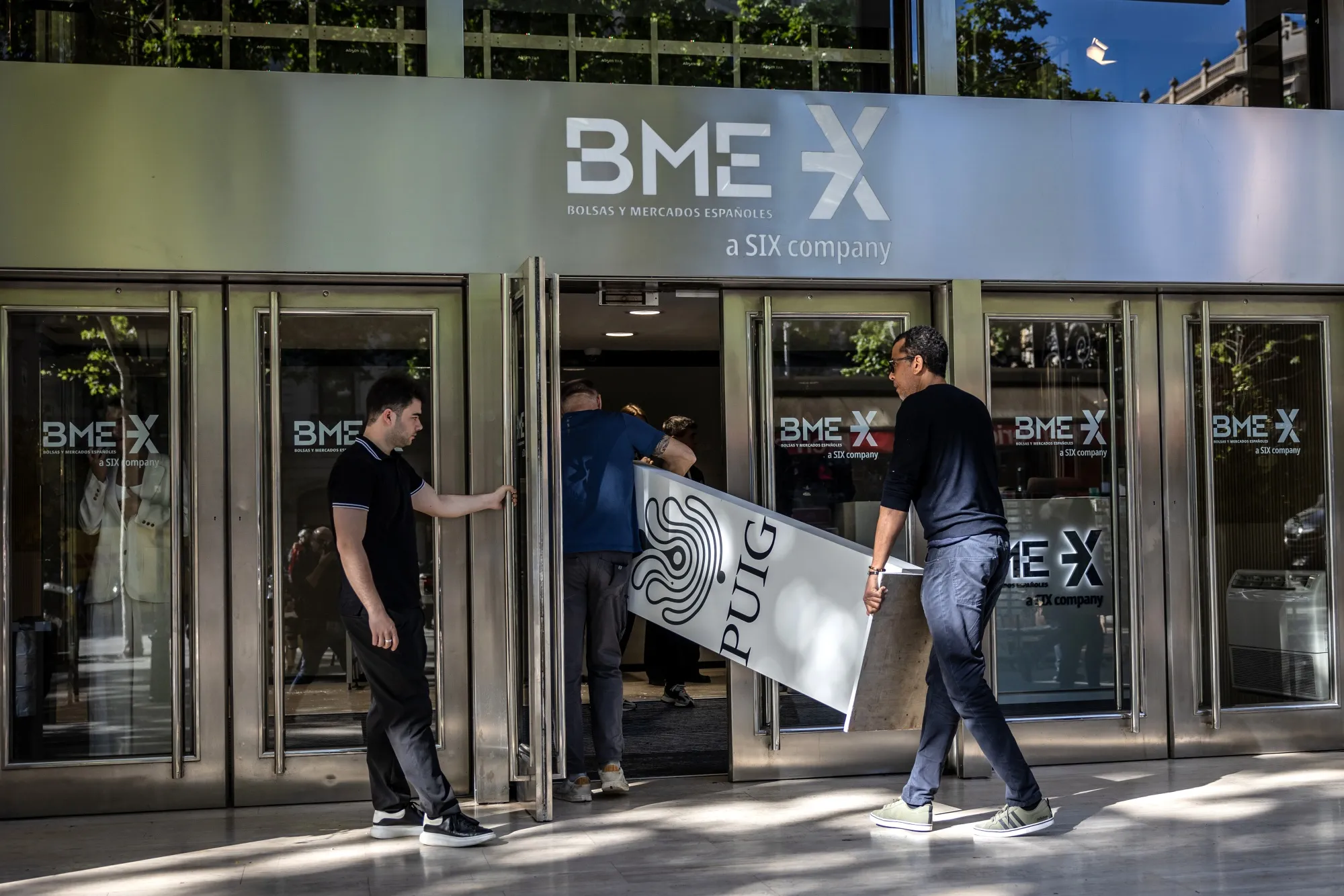 Preperations for the Puig Brands SA listing ceremony at the Barcelona Stock Exchange,&nbsp;on May 3.&nbsp;