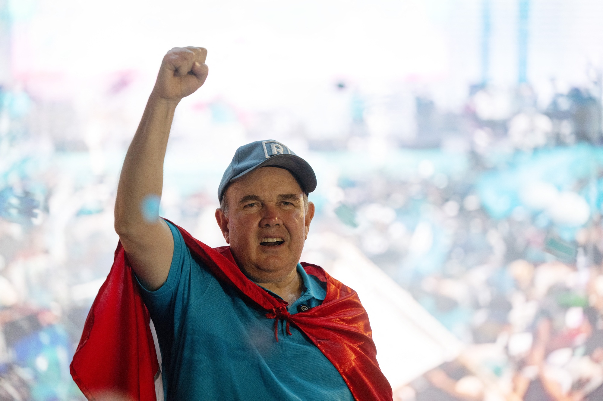 Rafael López Aliaga during a rally in the San Juan de Lurigancho district in Lima on March 15.