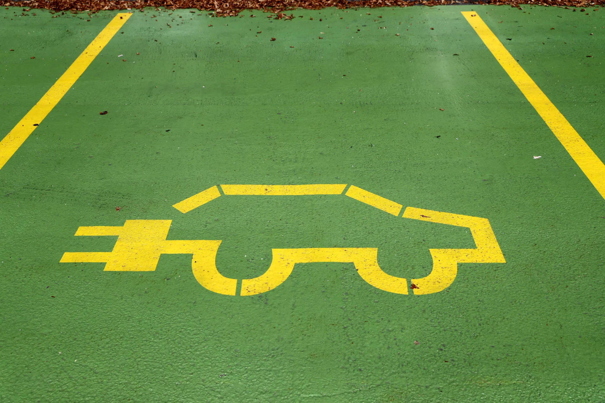 An electric vehicle icon at a Supercharger station in Egerkingen, Switzerland.