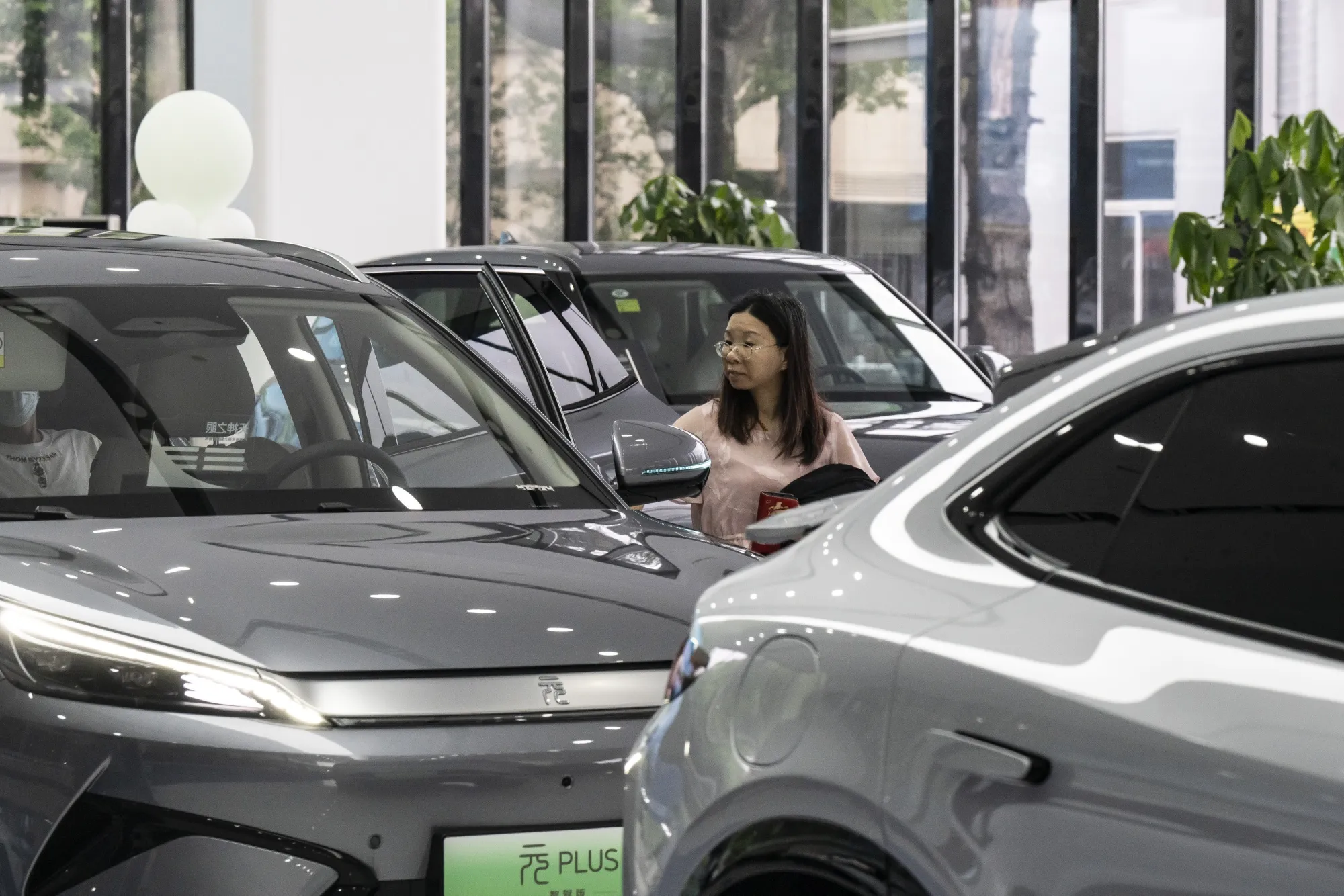 A BYD Co. Yuan Plus electric vehicle on display at one of the company's showrooms in Shanghai.