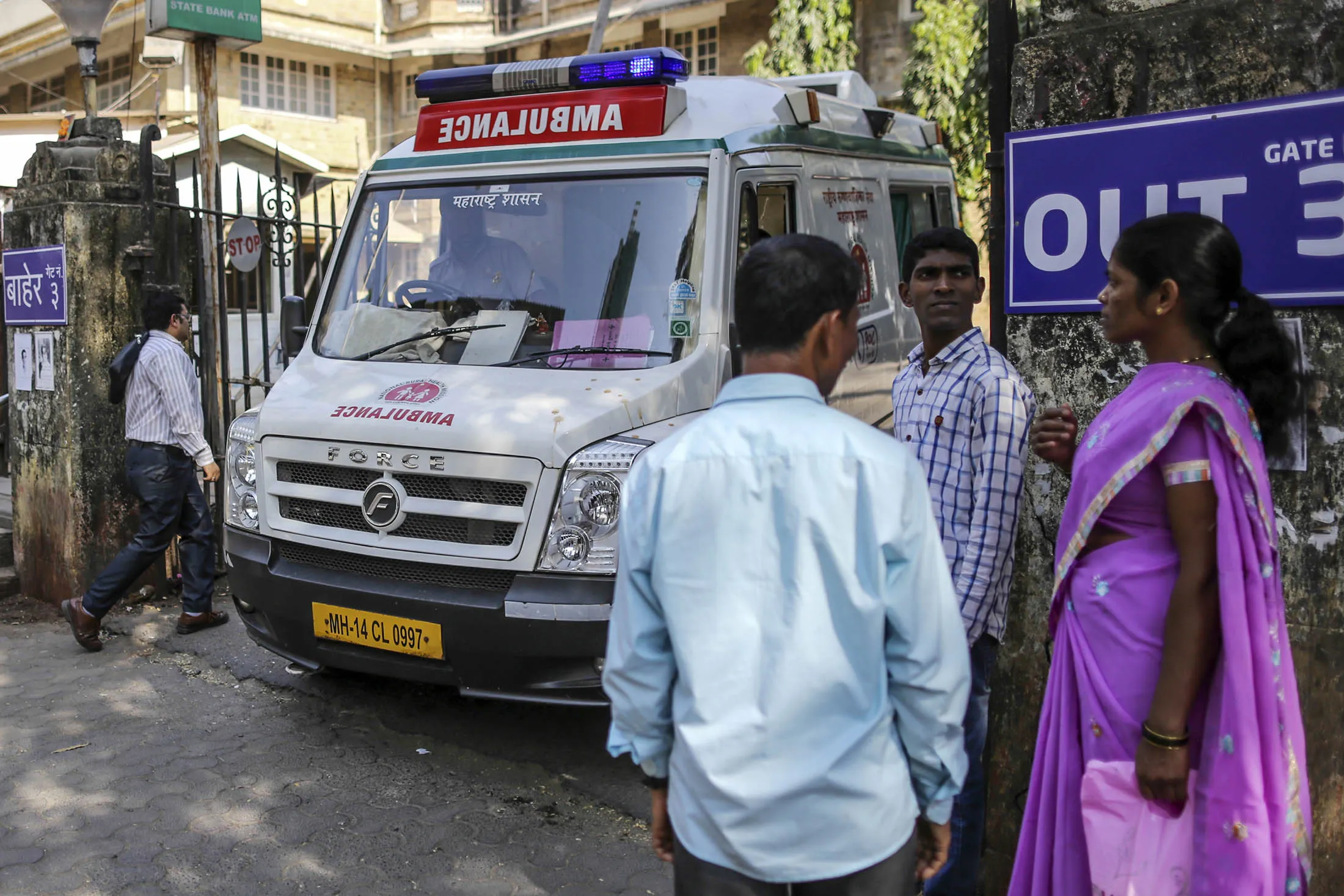 An ambulance leaves the the King Edward Memorial Hospital.
