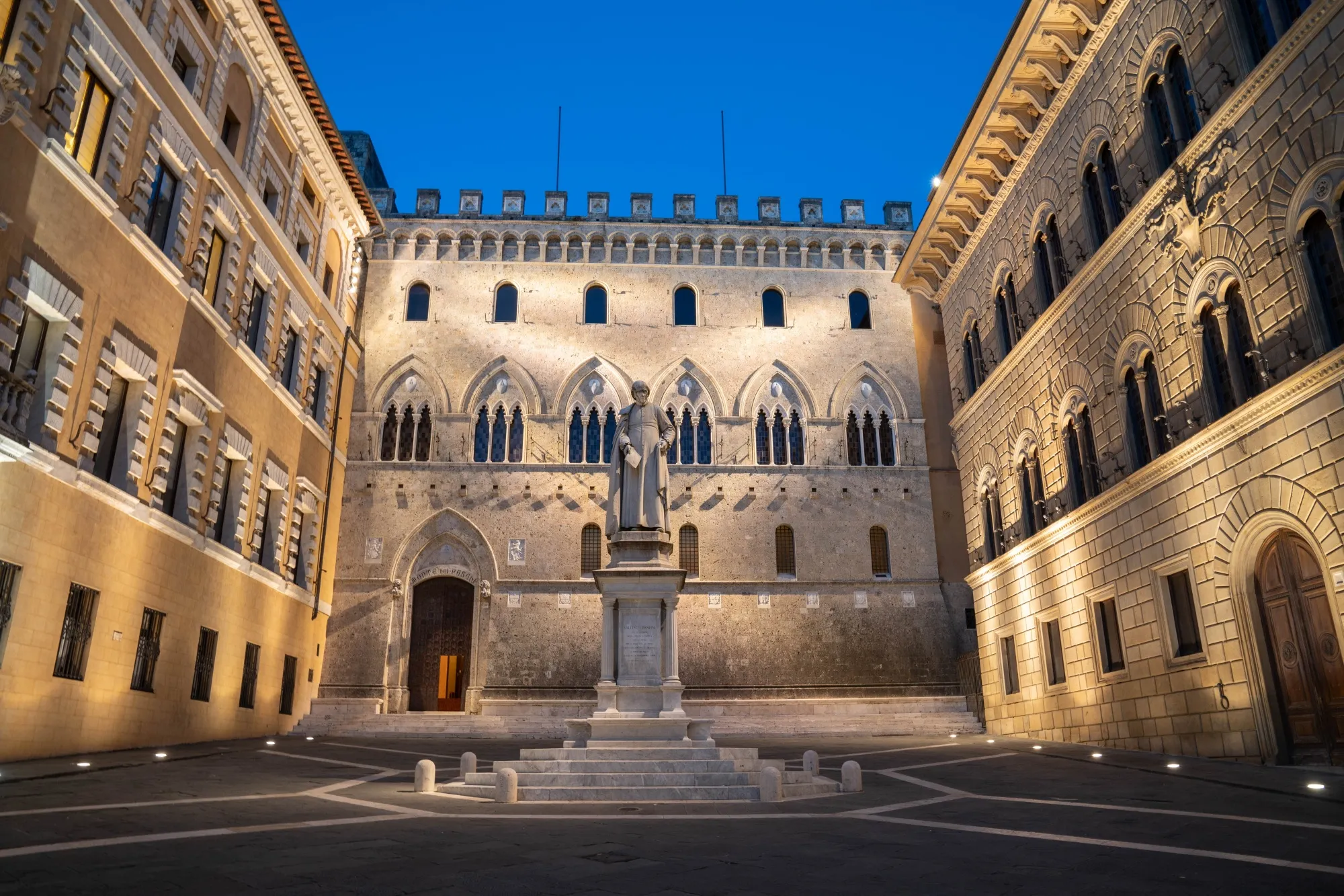 The Banca Monte dei Paschi di Siena headquarters in Siena, Italy.