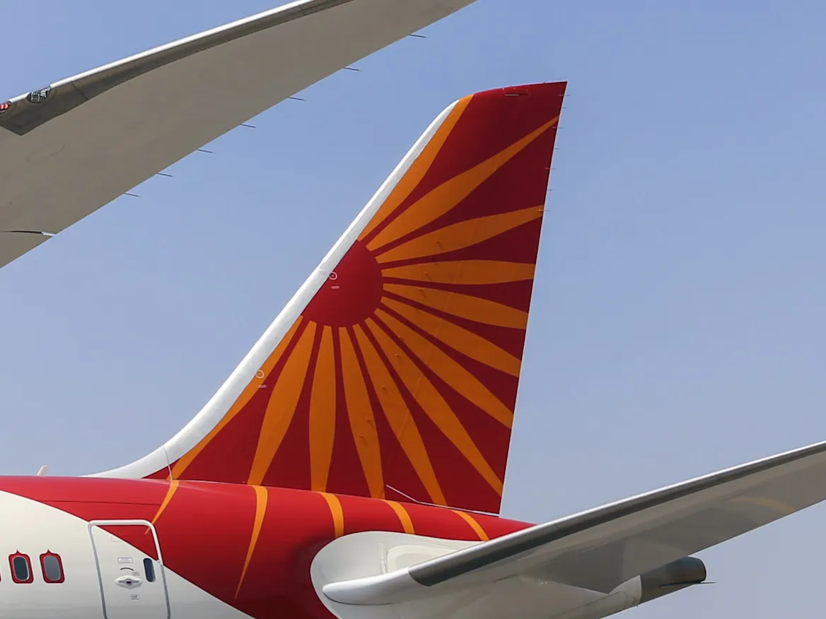 The tailfin of a&nbsp;Boeing 787 Dreamliner operated by Air India during the India Aviation 2014 air show.
