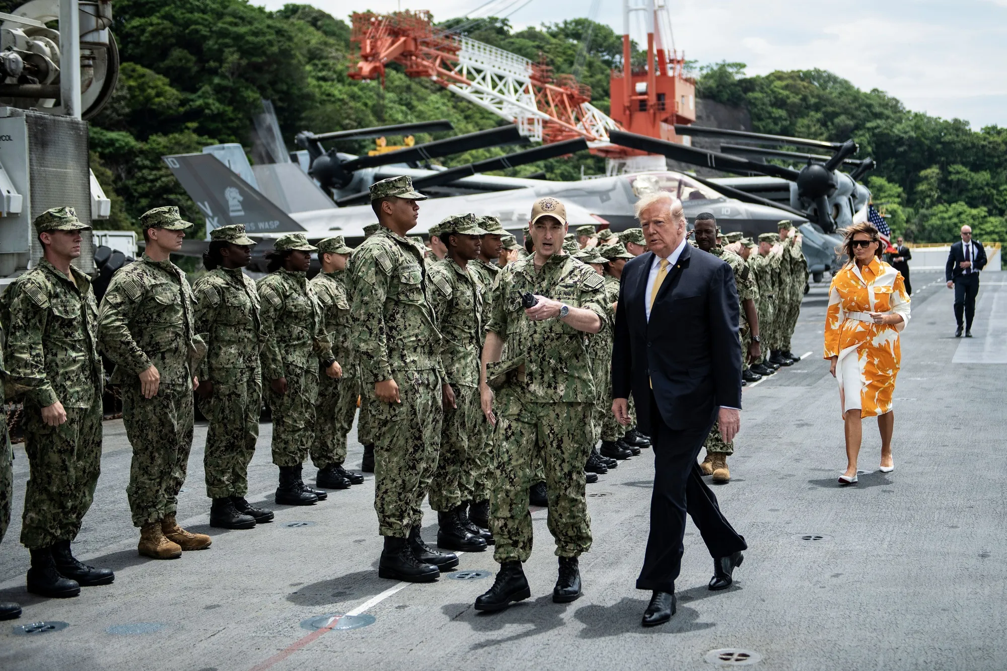 Donald and Melania Trump in Yokosuka on May 28.
