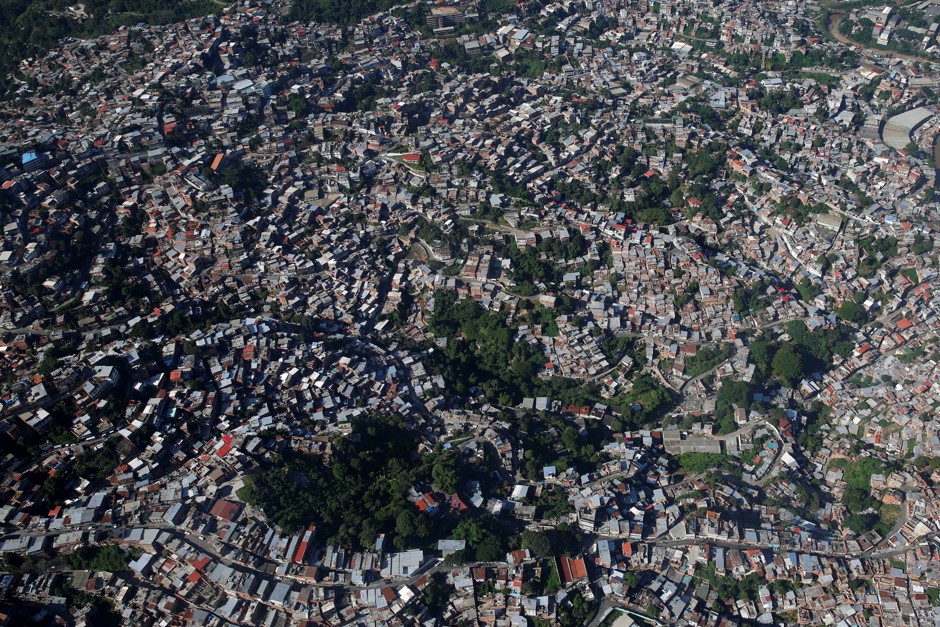 An aerial view of a slum in Caracas, Venezuela.