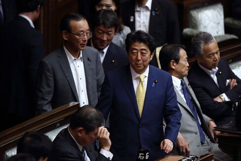 Japan Prime Minister Shinzo Abe At National Diet As Japan Moves To Expand Military Role In Turn Against Pacifism