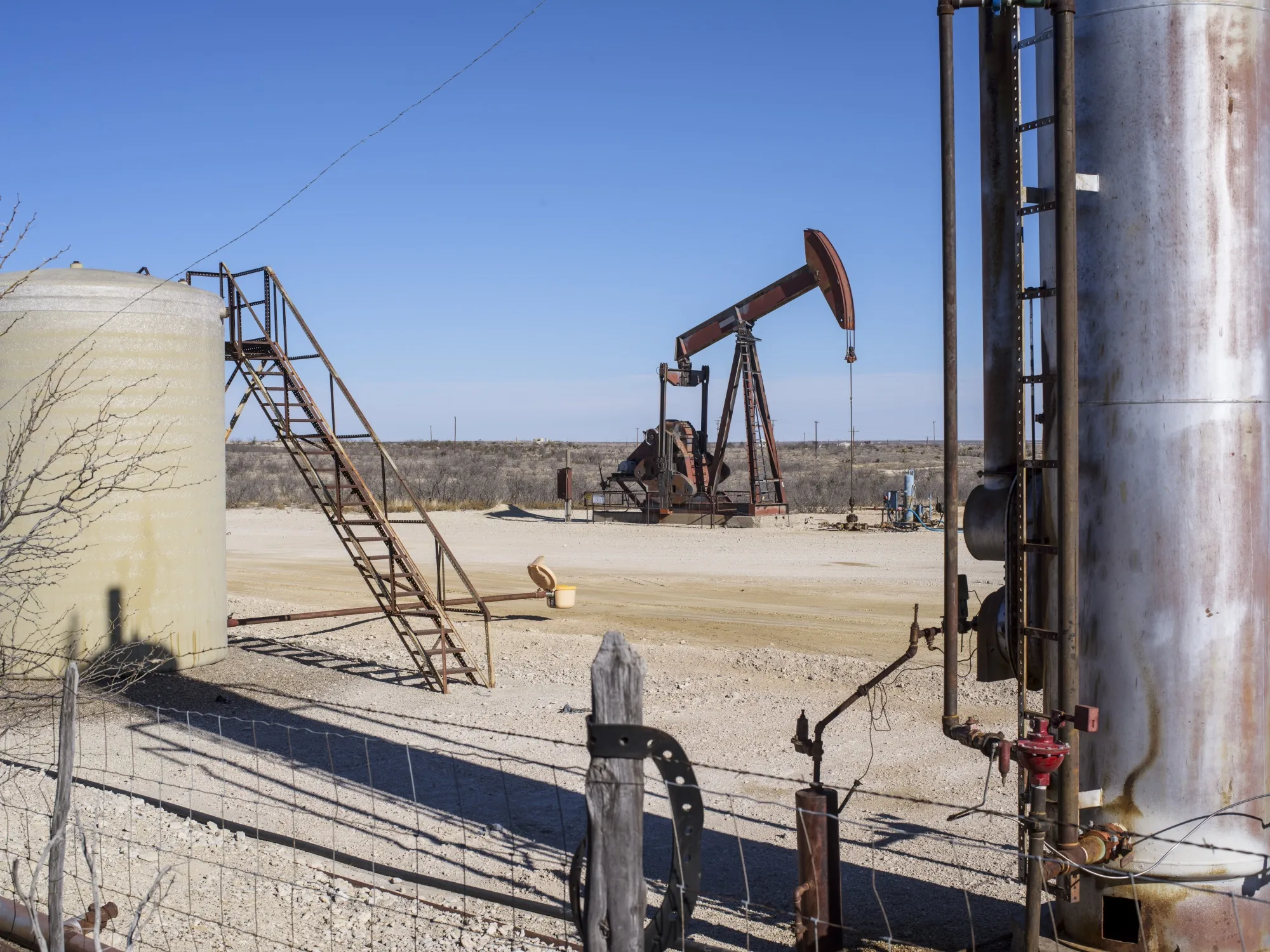 A pumpjack extracts oil near Crane, Texas.