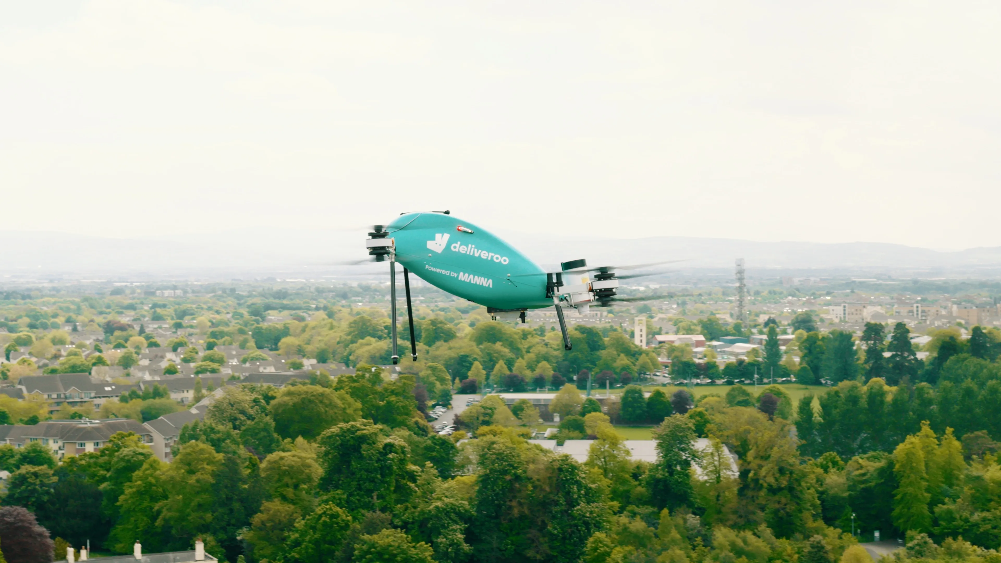 A Deliveroo Manna food delivery drone.