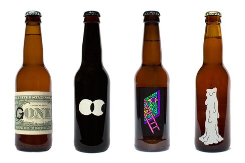 From left: Omnipollo's Gone, Hypno, Life is a Peach, and Mazarin beers.