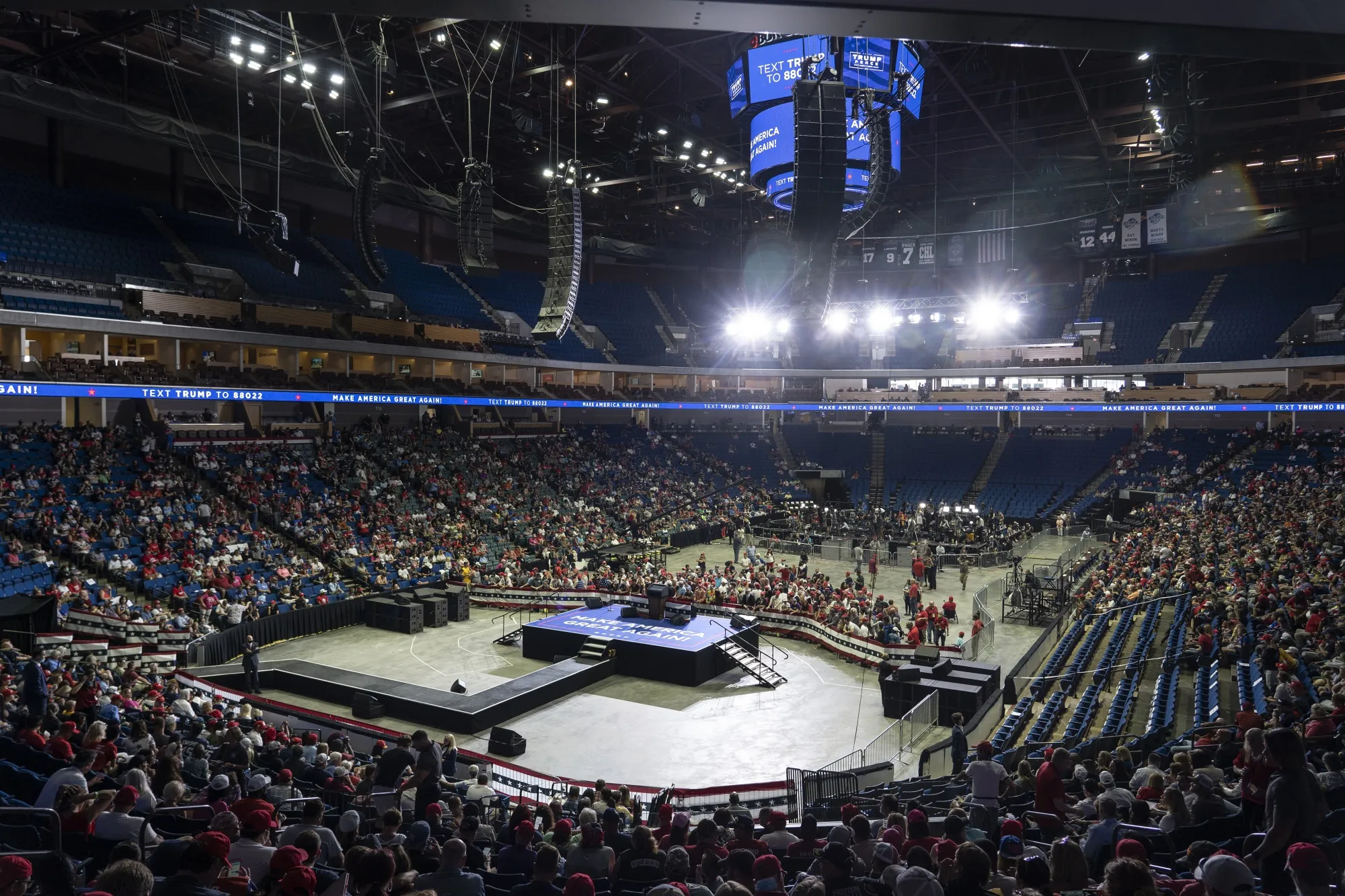 Attendees gather ahead of a rally with&nbsp;President Trump&nbsp;in Tulsa, Oklahoma, on June 20.