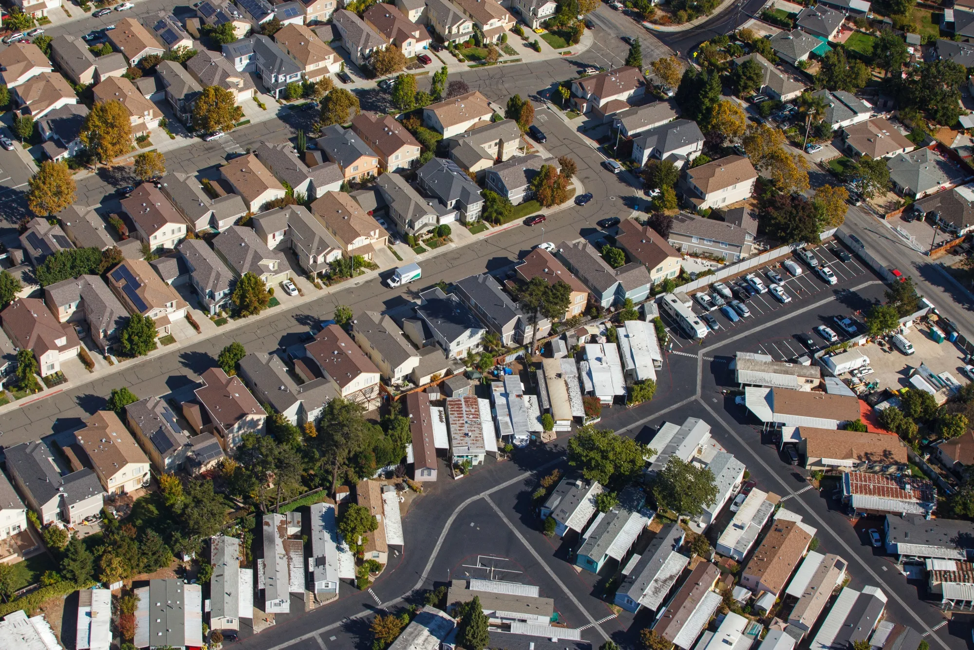 Aerial Views Of Silicon Valley Housing And Tech Campuses