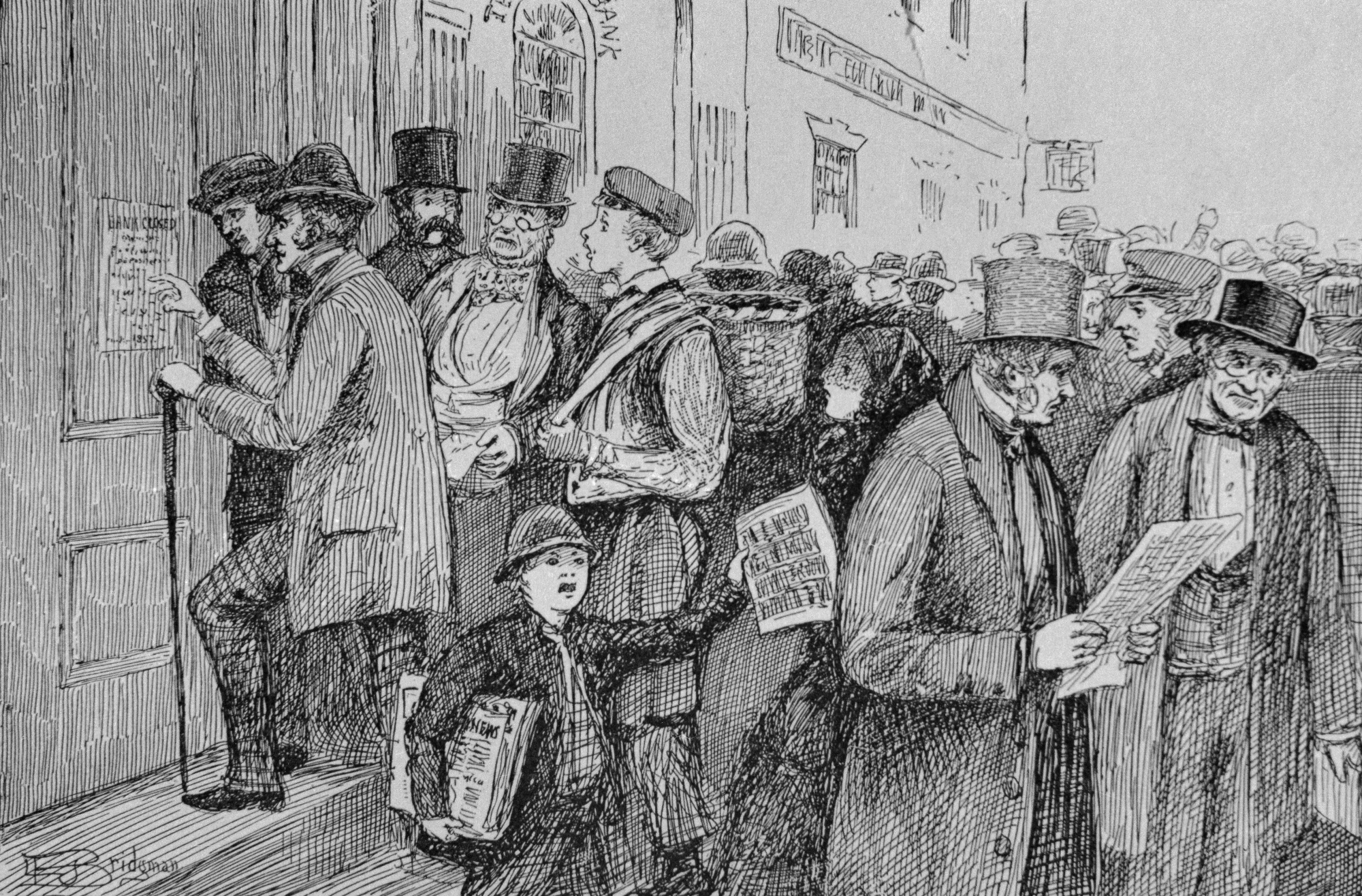 Financial panic of 1857 in New York.