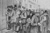 Illustration of the Closing of New York Banks, 1857