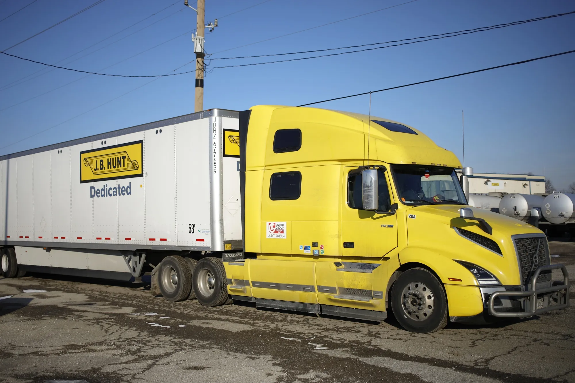 A JB Hunt tractor trailer in Indianapolis, Indiana.