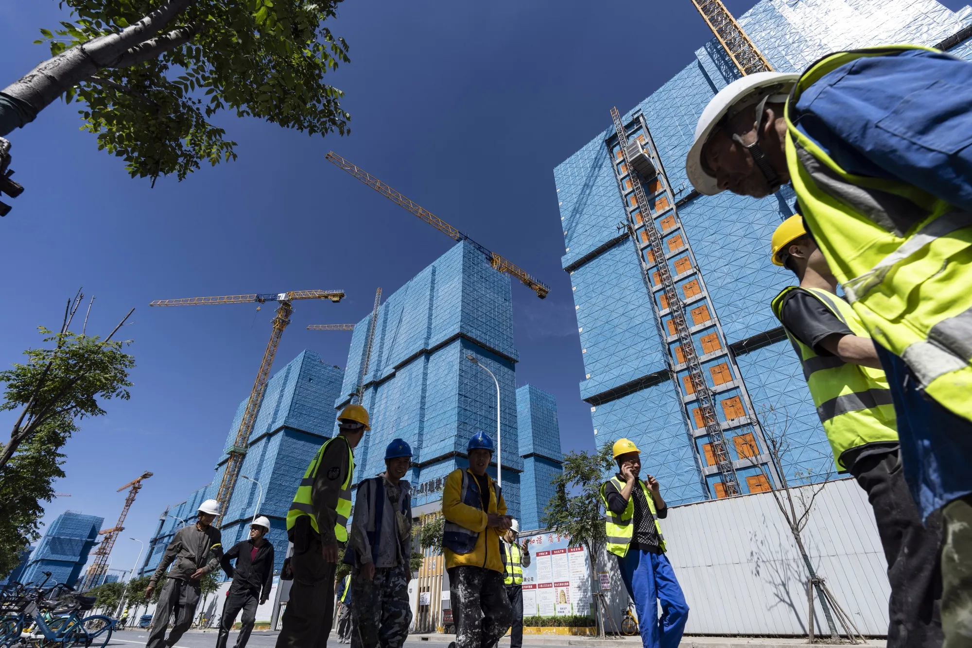 Residential buildings under construction in Shanghai.