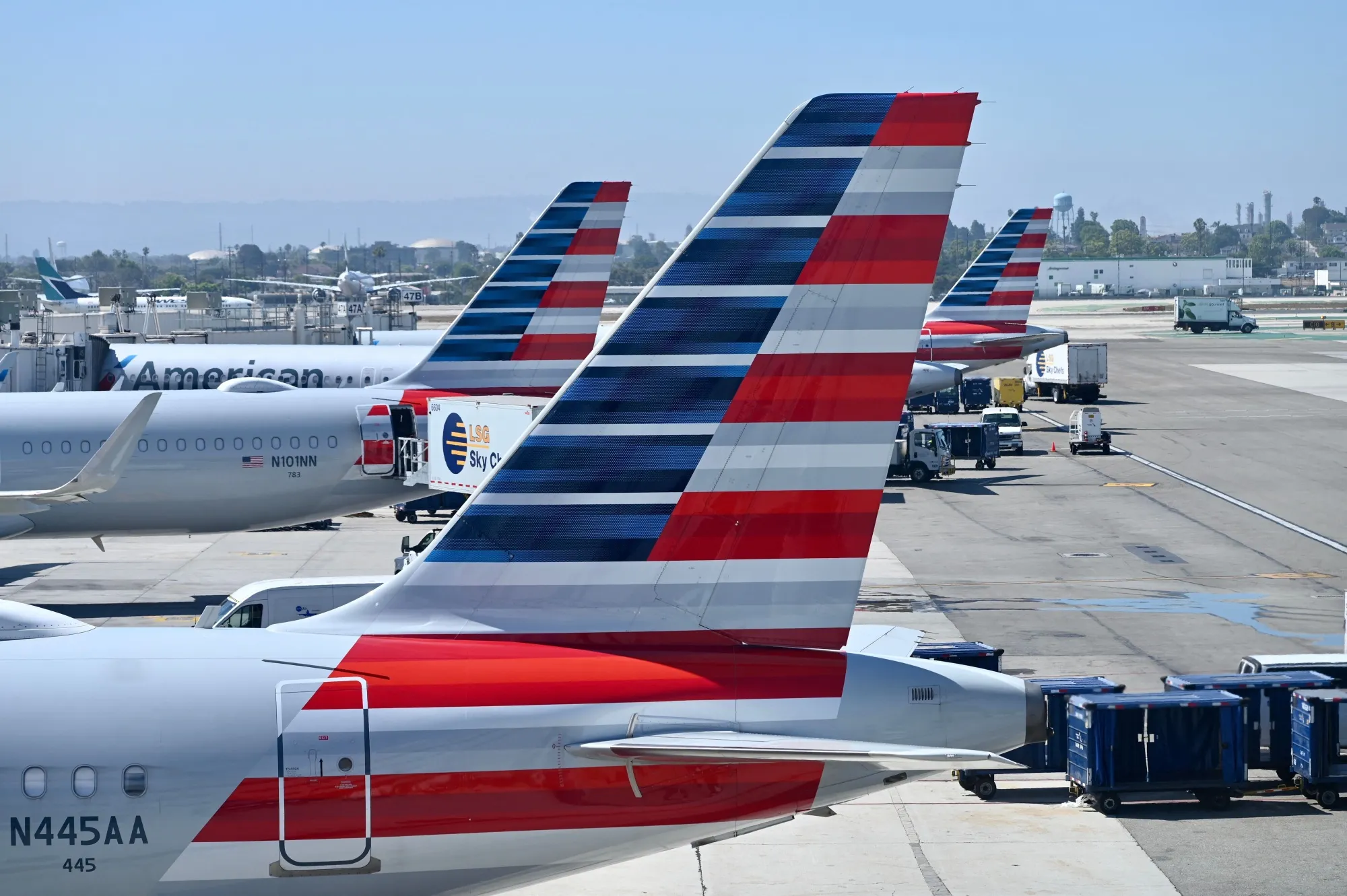 American Airlines planes at Los Angeles International Airport.