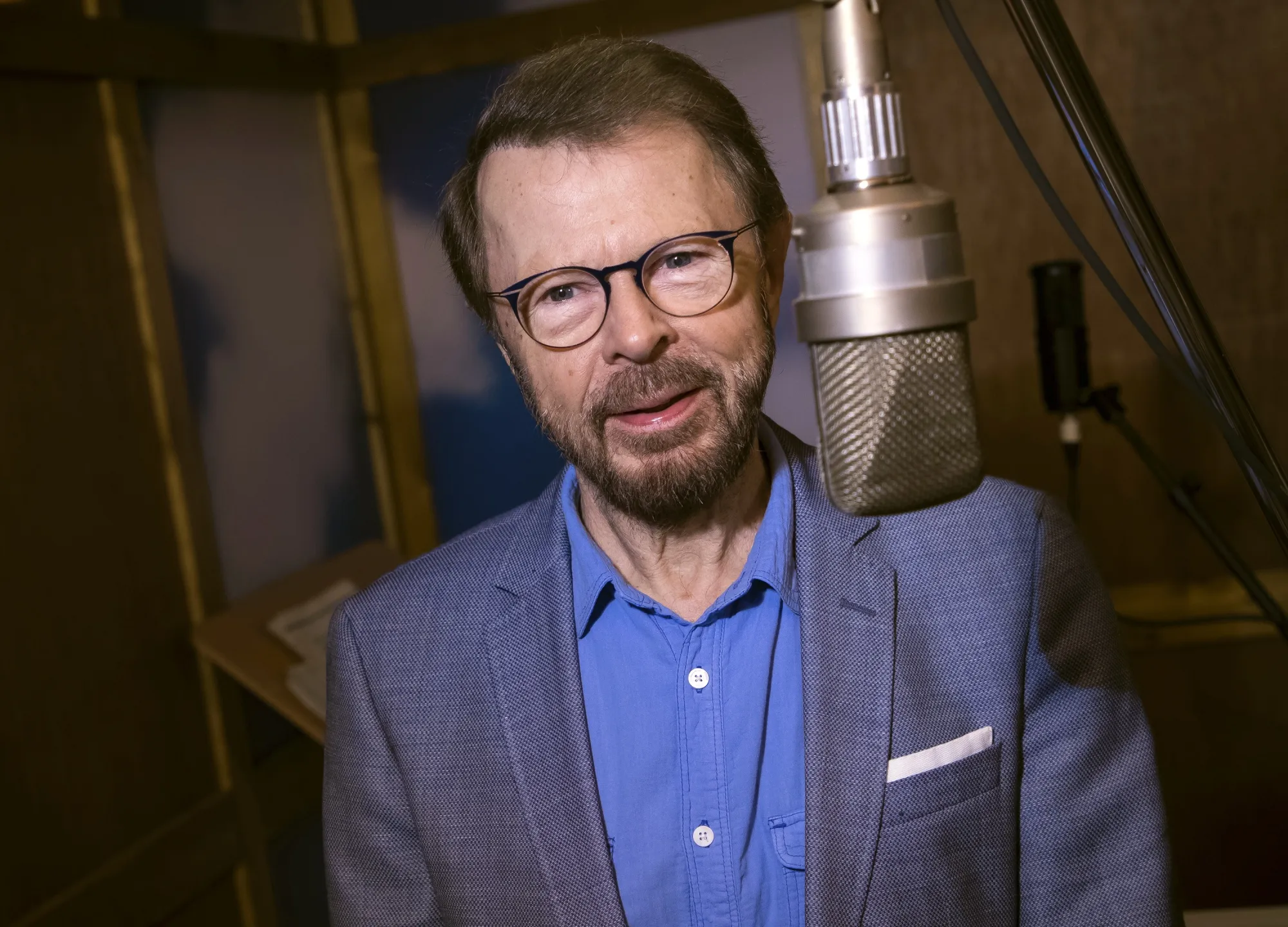 Bjorn Ulvaeus, of ABBA, poses for photographers in a recreation of the Swedish recording studio Polar on Dec. 13, 2017, in London. Ulvaeus is launching a radio show on Apple Music. The songwriter and guitarist will host the "Björn from ABBA and Friends' Radio Show" on Apple Music Hits starting Monday, Jan. 24, 2022. (Photo by Vianney Le Caer/Invision/AP, File)