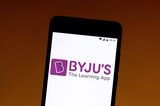 In this photo illustration a BYJUS - The Learning App logo