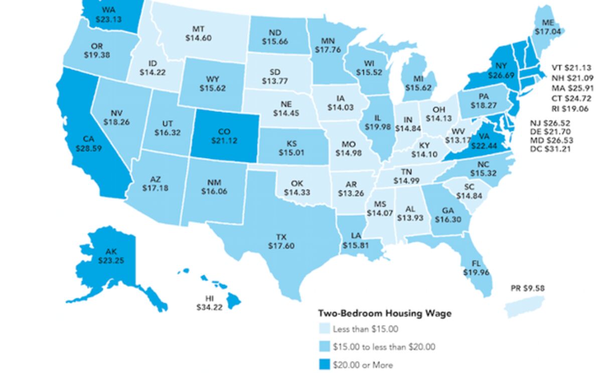 Apartment For Rent Map The Hourly Wage Needed To Rent A 2-Bedroom Apartment In 2016, Mapped -  Bloomberg