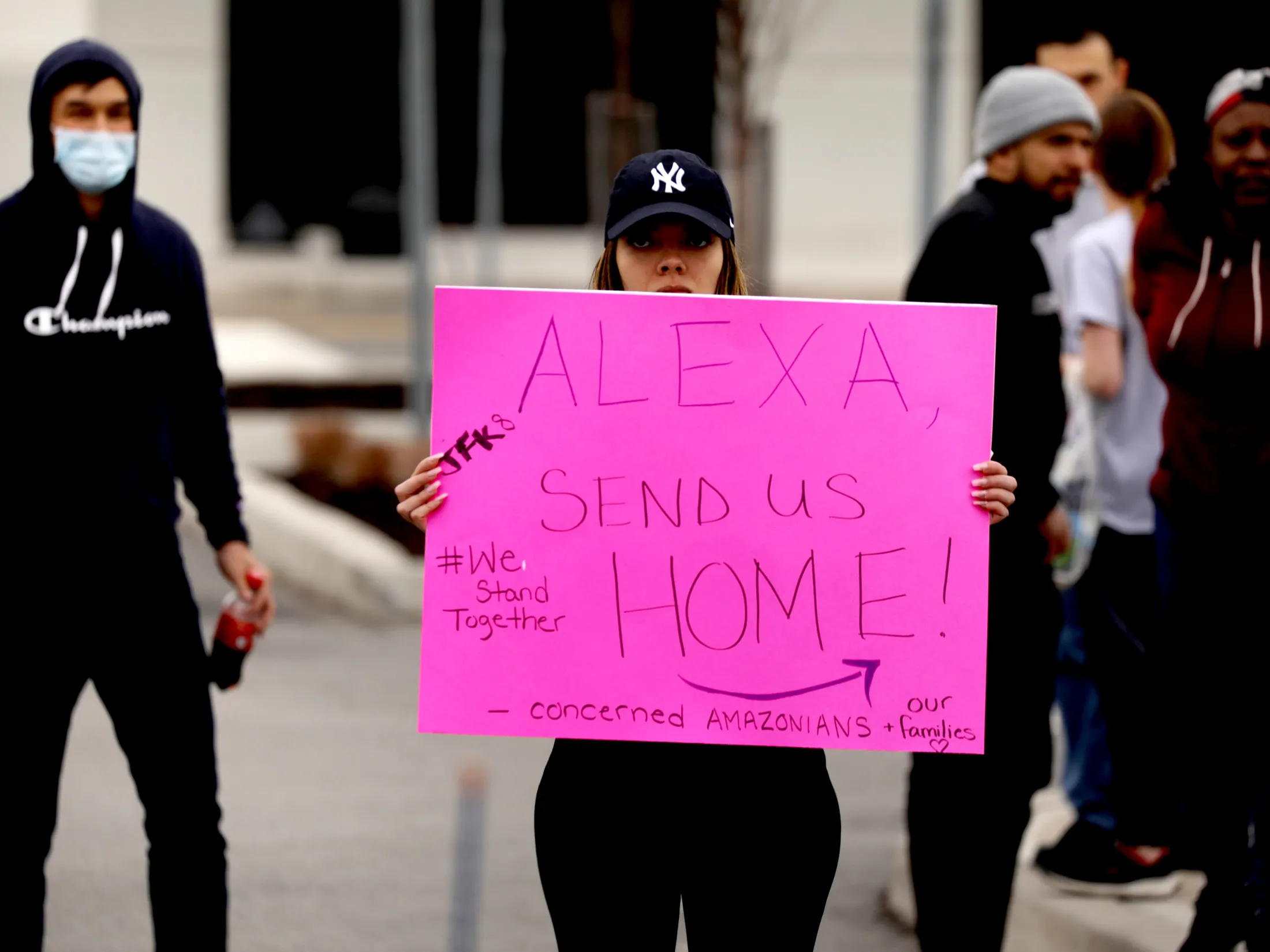 An employee&nbsp;protest at Amazon.com’s Staten Island, N.Y., distribution facility on March 30.